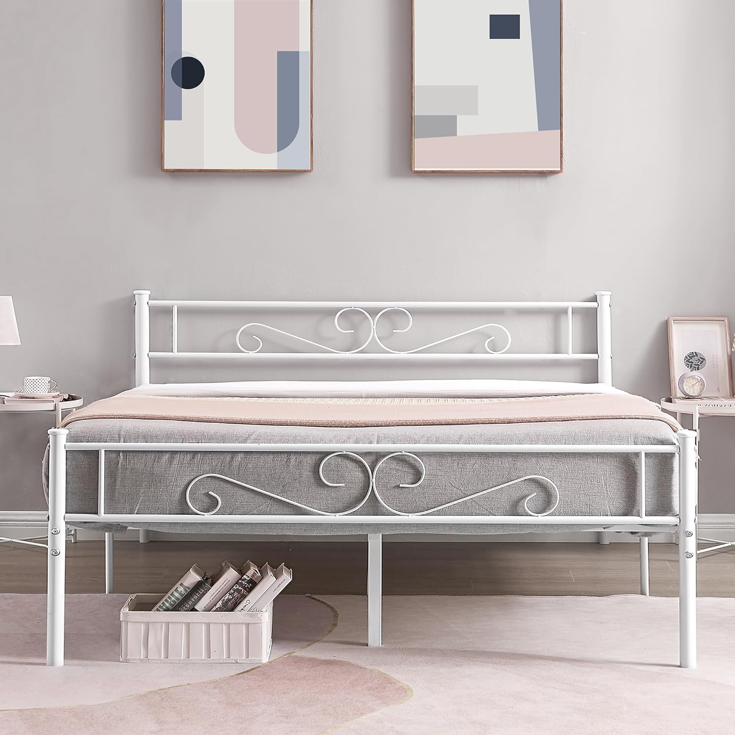 VECELO Metal Platform Bed Frame Mattress Foundation with Headboard & Footboard - VECELO