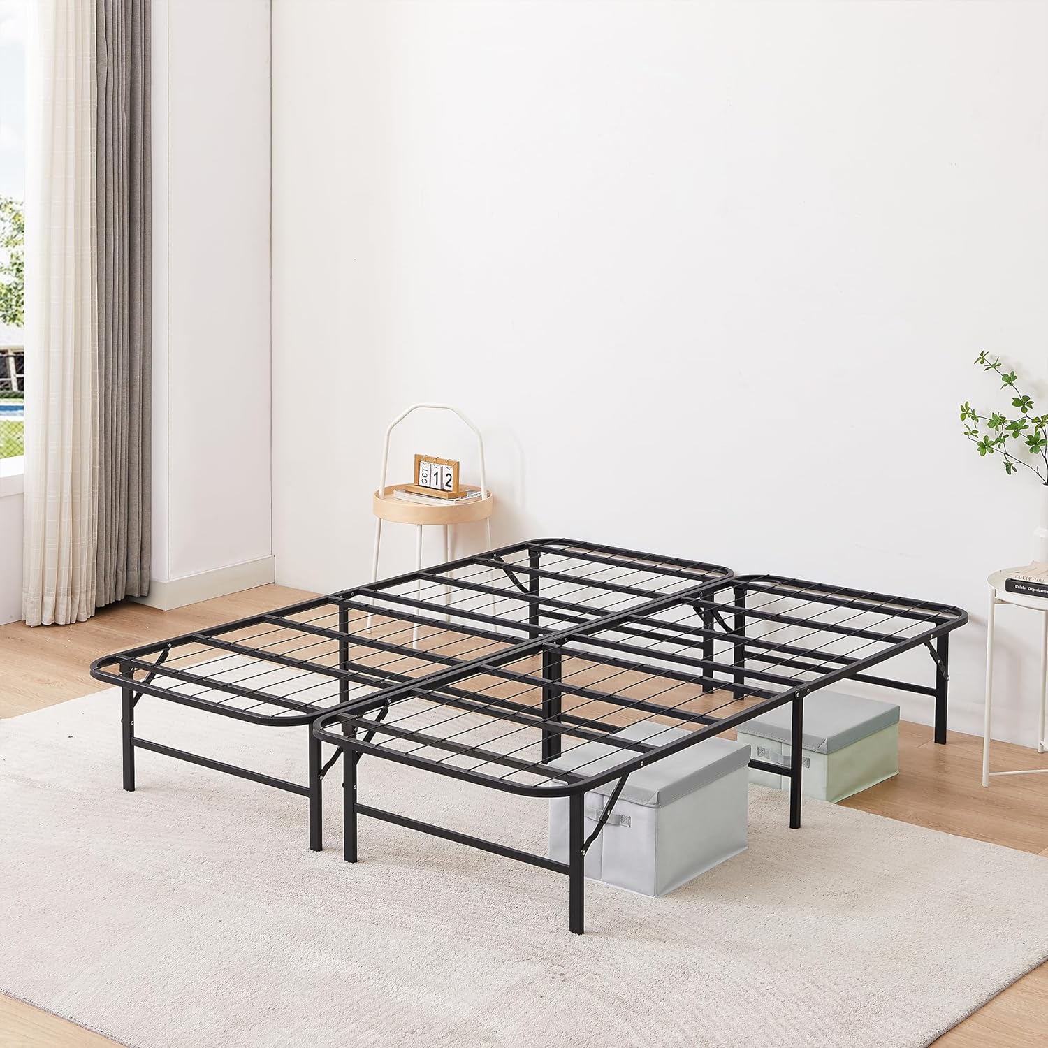 VECELO Metal Folding Bed Frame No Tools Required - VECELO