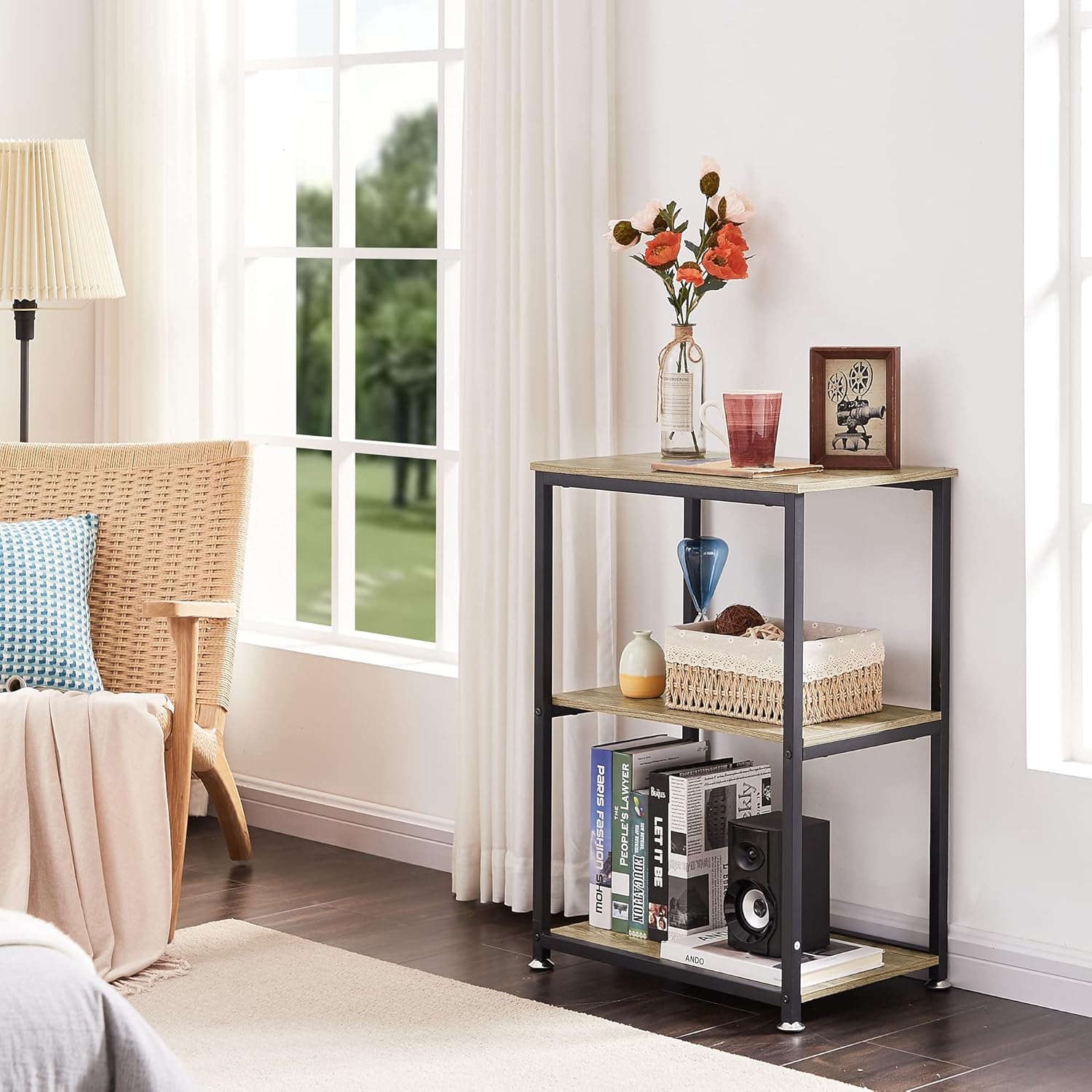 VECELO End Side Table 3-Layer Narrow Night Stand/Entryway/Hallway Console Table for Living Room/Bedroom - VECELO