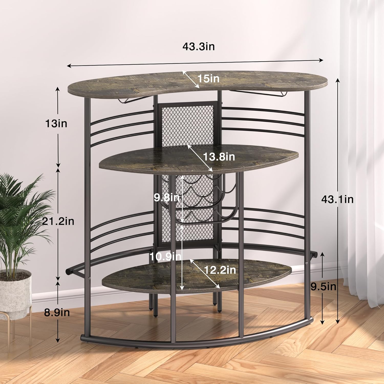 VECELO Vintage Liquor Cabinet Wine Rack Bar Unit - VECELO