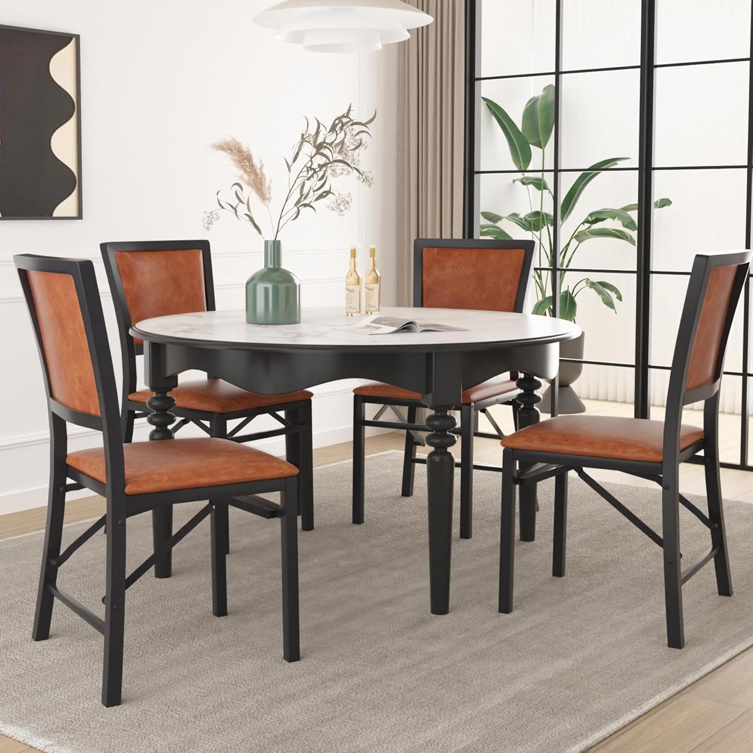 VECELO Folding Chairs Set of 2 with Cushion - VECELO