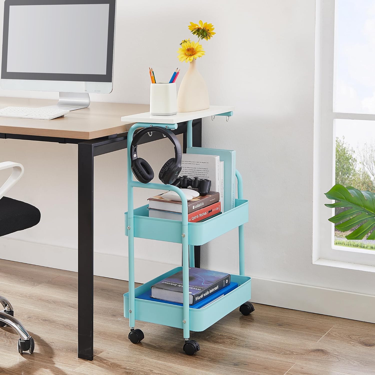 Storage Rolling Cart, 3 Tier Utility Cart Storage Unit Organizers