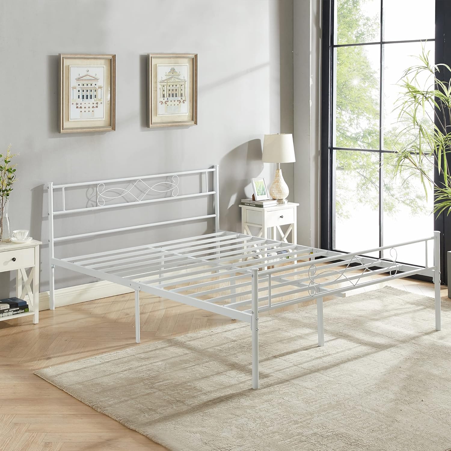 VECELO Metal Platform Bed Frame with Headboard & Footboard Premium Steel Slat Support Noise-Free - VECELO