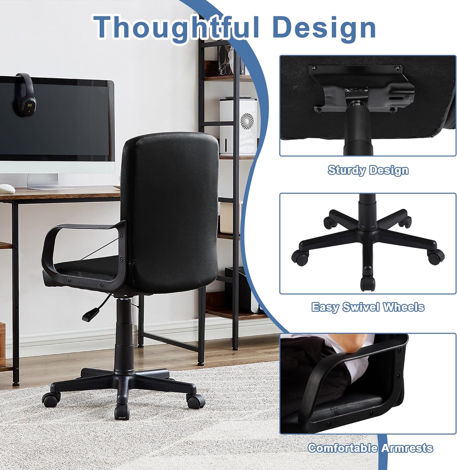 VECELO Home Office Desk Chair with Armrests - VECELO