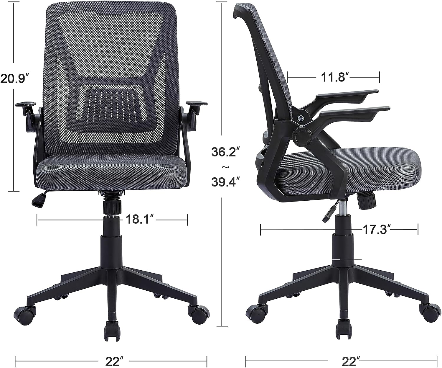 VECELO Mid-Back Swivel Ergonomic Office Chair - VECELO