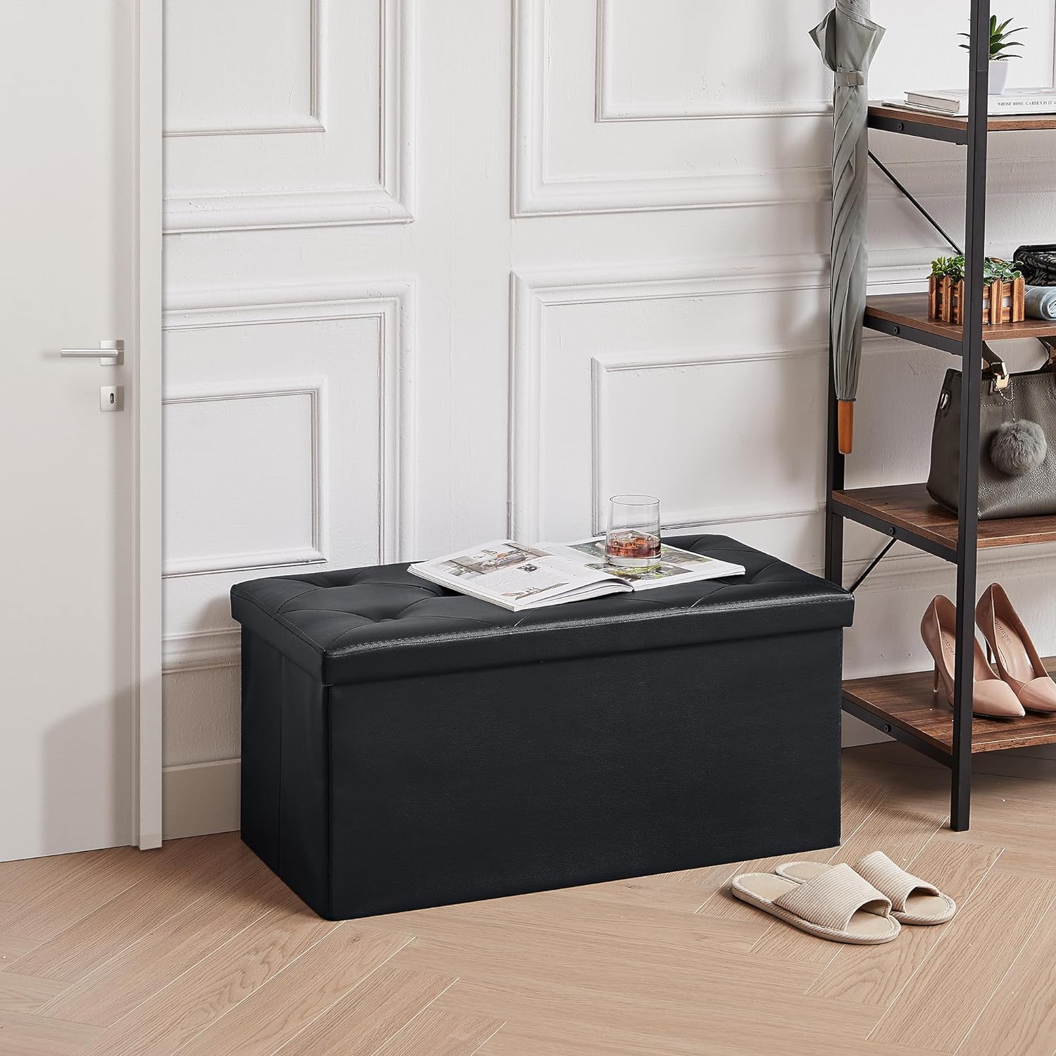 VECELO Storage Ottoman Bench End of Bed 43'' Footstool Footrest Stool Shoestool - VECELO