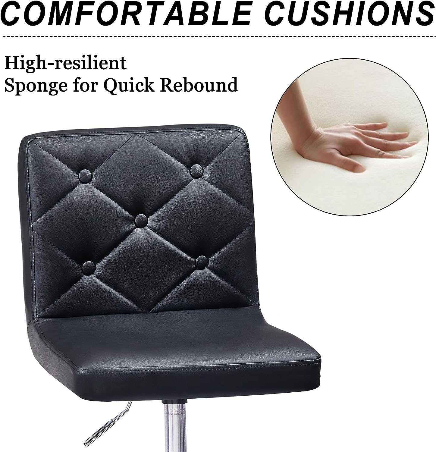 VECELO PU Leather Mid-Back Armless Desk Chair Adjustable Height 360° Rolling Swivel - VECELO