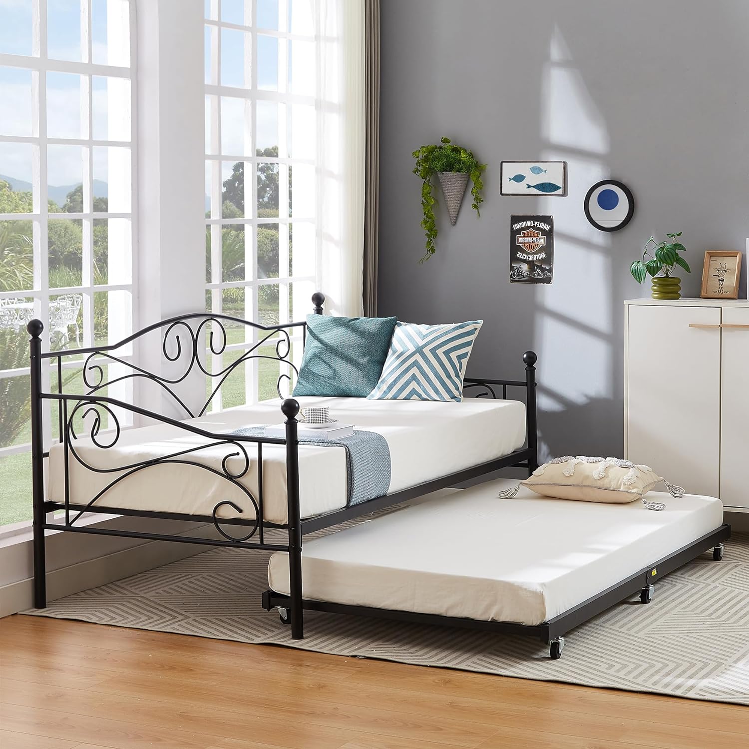 VECELO Premium Daybed Metal Bed Frame Twin Size - VECELO