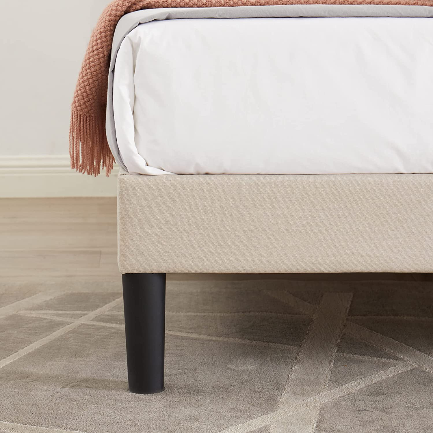 VECELO Premium Upholstered Platform Bed Diamond Stitched Panel Headboard - VECELO