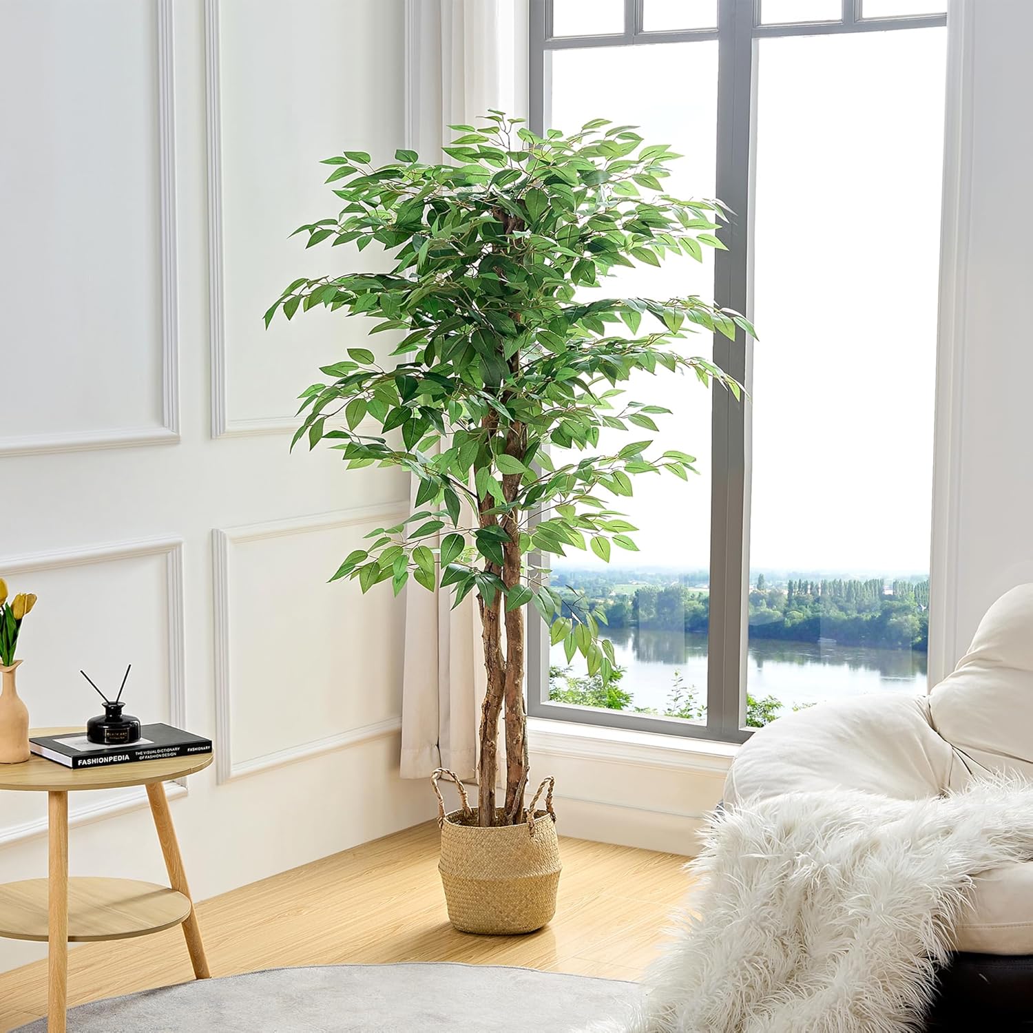 VECELO Artificial Ficus Tree with Sturdy Nursery Pot, 5FT and 6FT Faux Silk Plant - VECELO