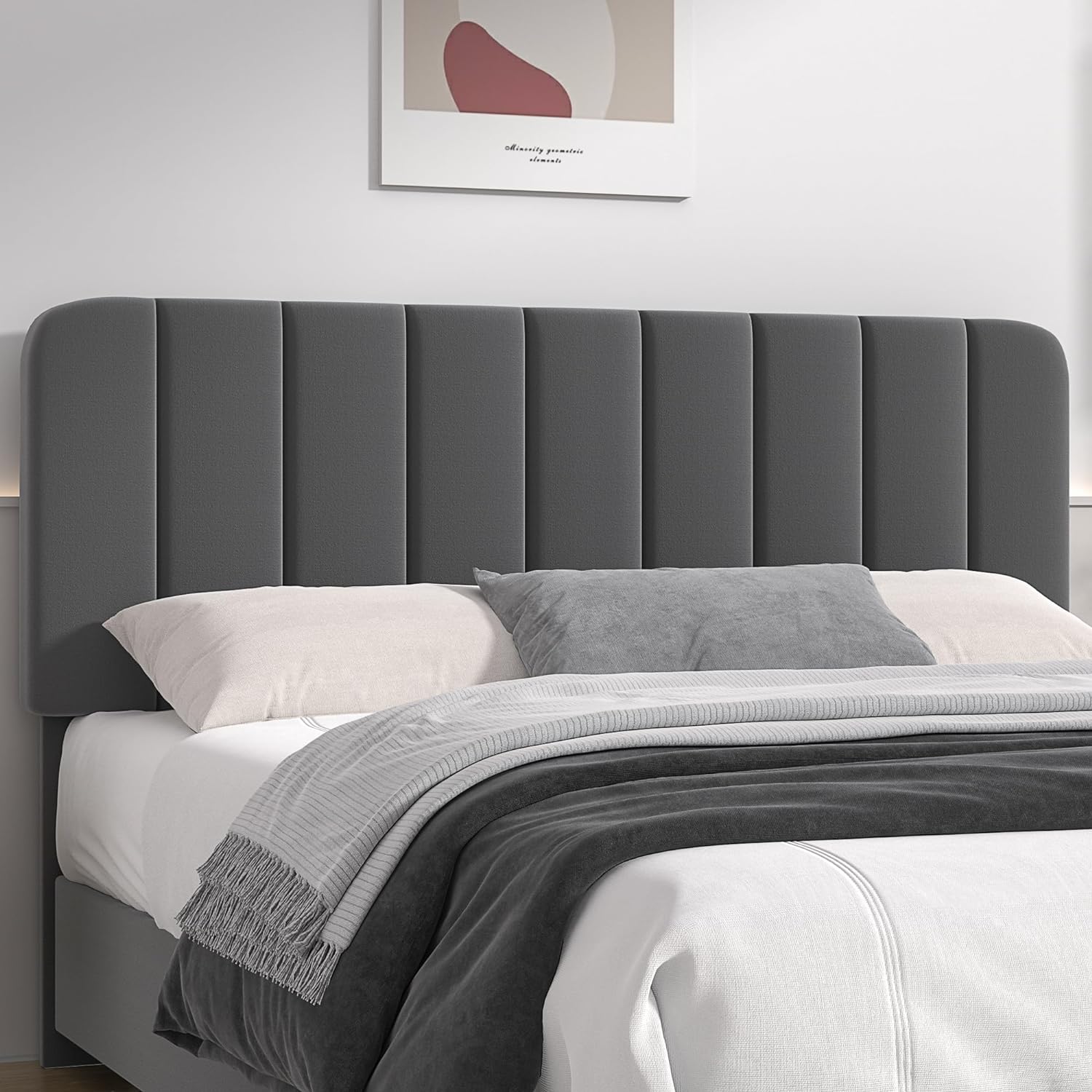 VECELO Upholstered Bed Frame with 4 Drawers and Adjustable Headboard - VECELO