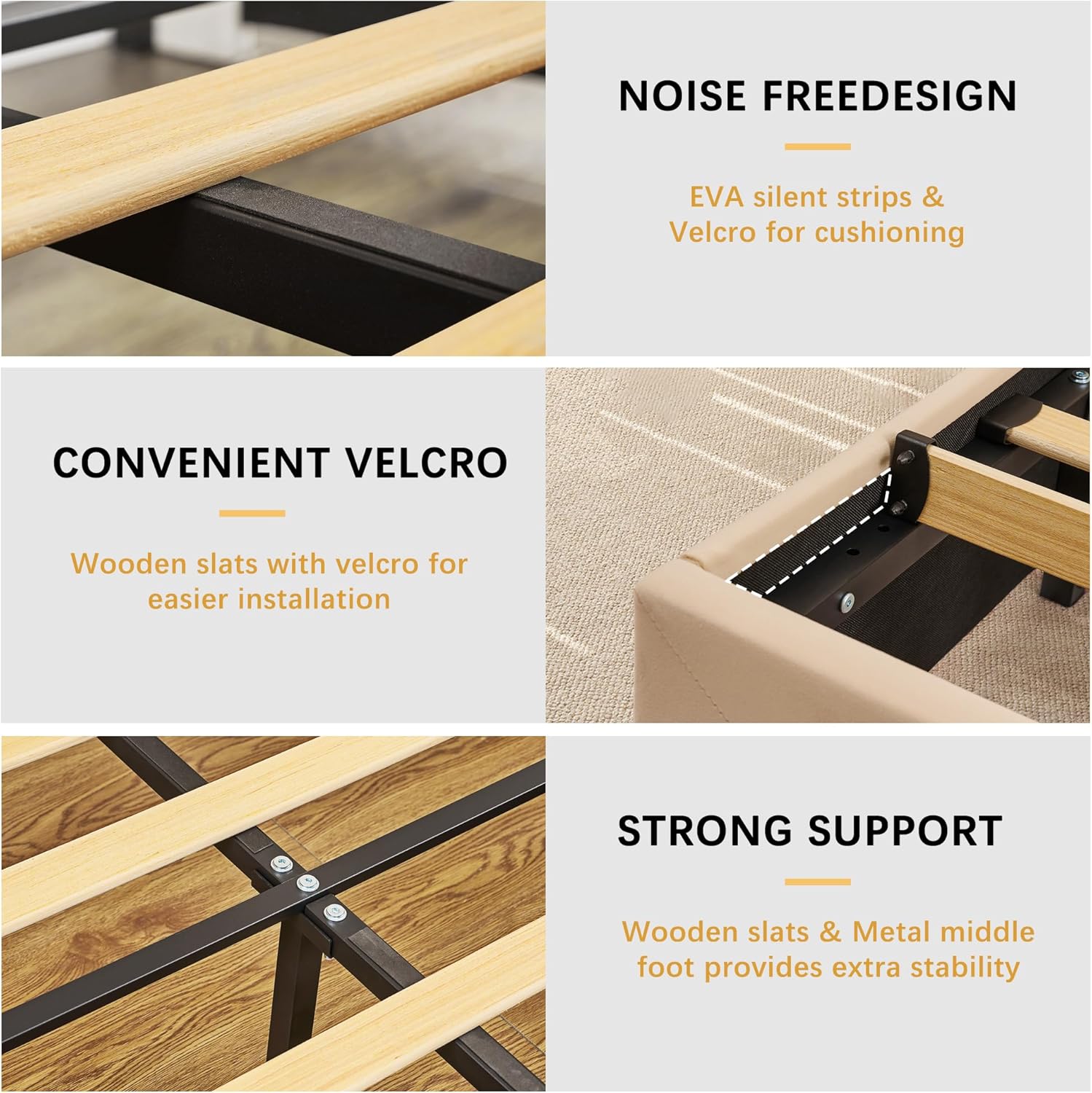 VECELO Velvet Queen Size Upholstered Bed Frame with Headboard