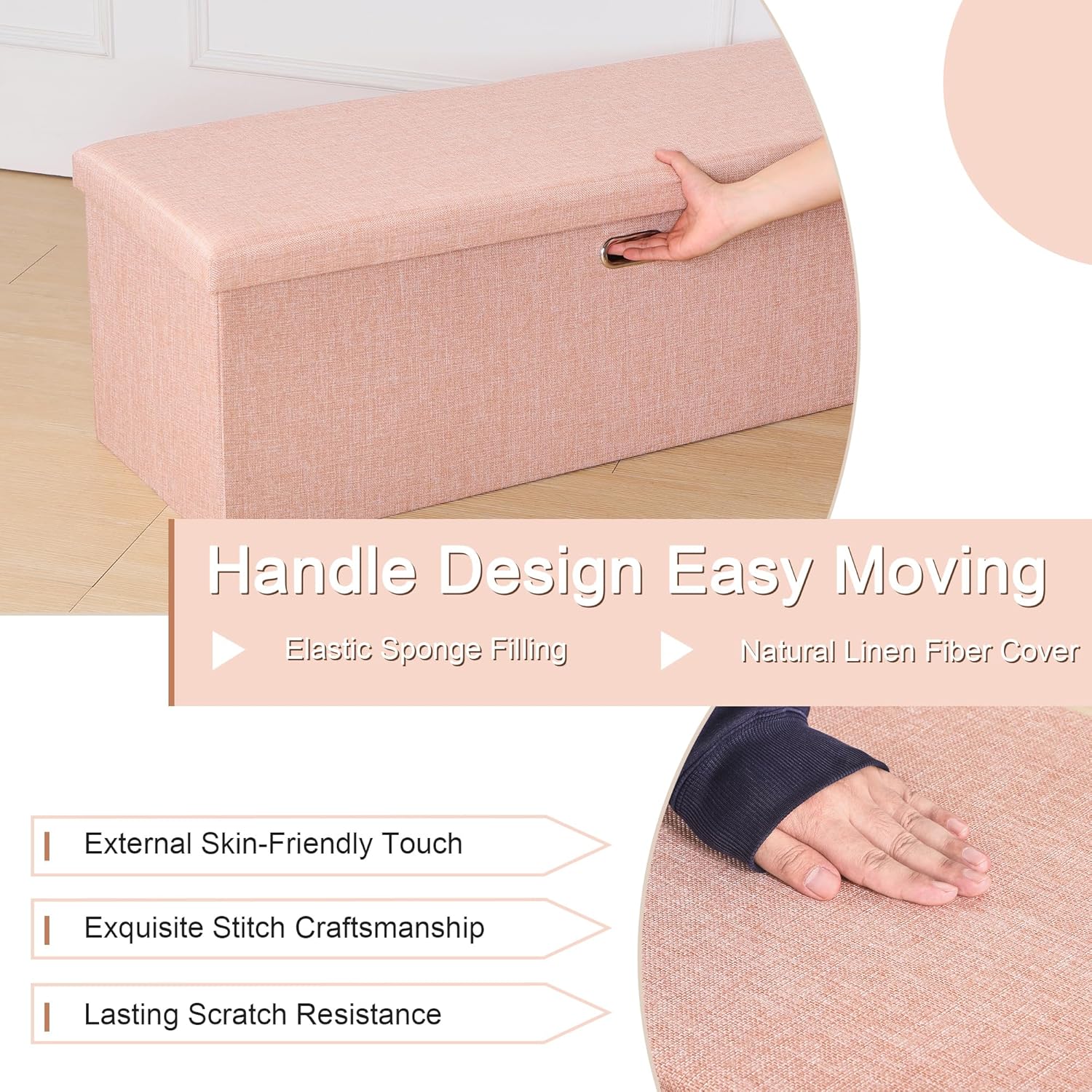 VECELO Folding Storage Ottoman Bench