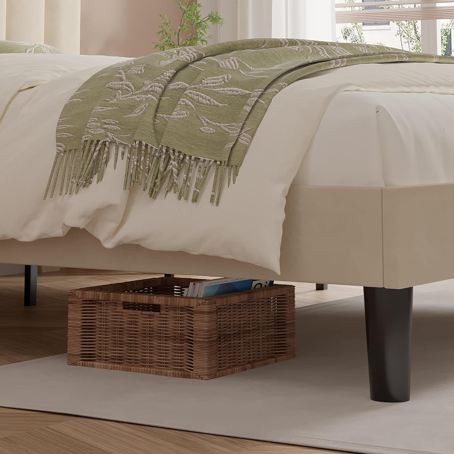 VECELO Upholstered Platform bedframe with Adjustable Headboard - VECELO
