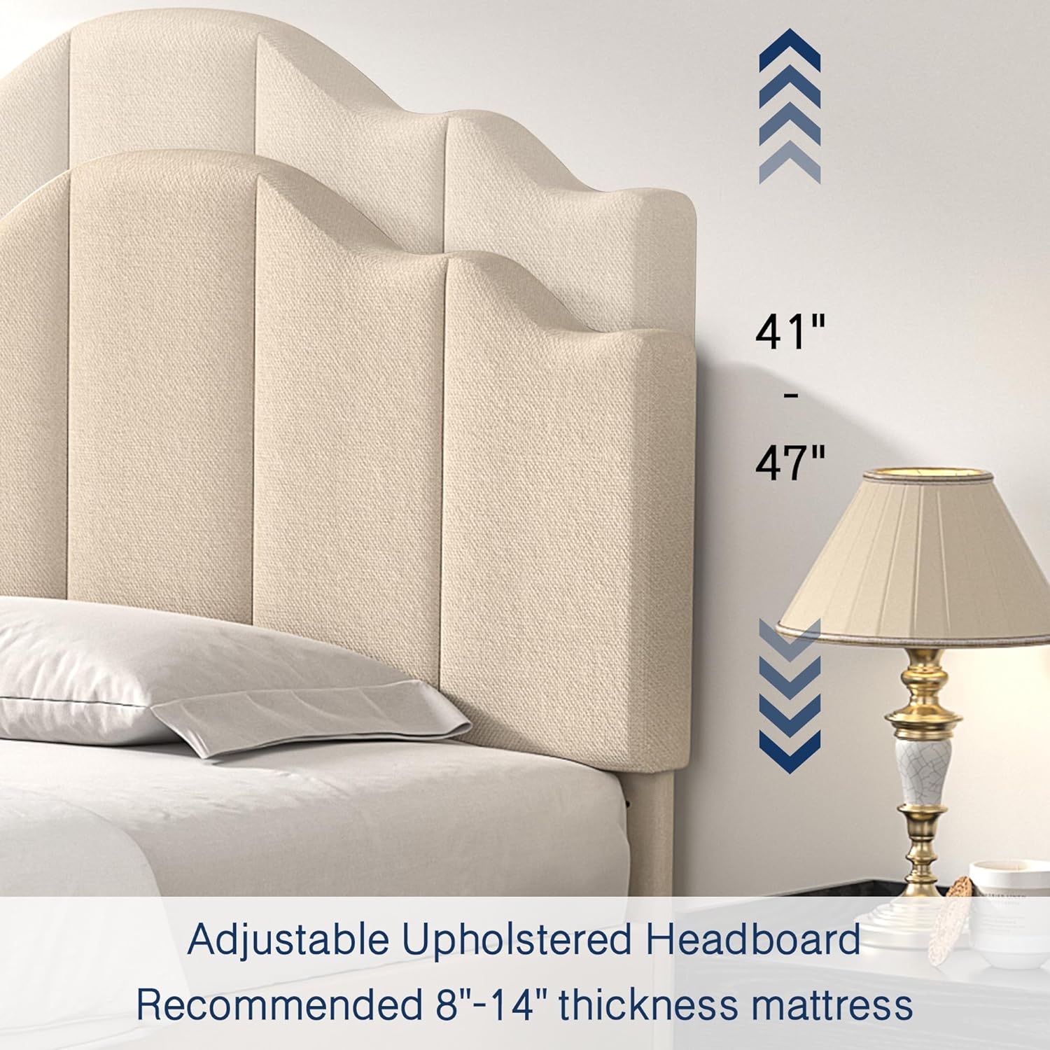VECELO Upholstered Platform Bed,Mattress Foundation with Headboard - VECELO