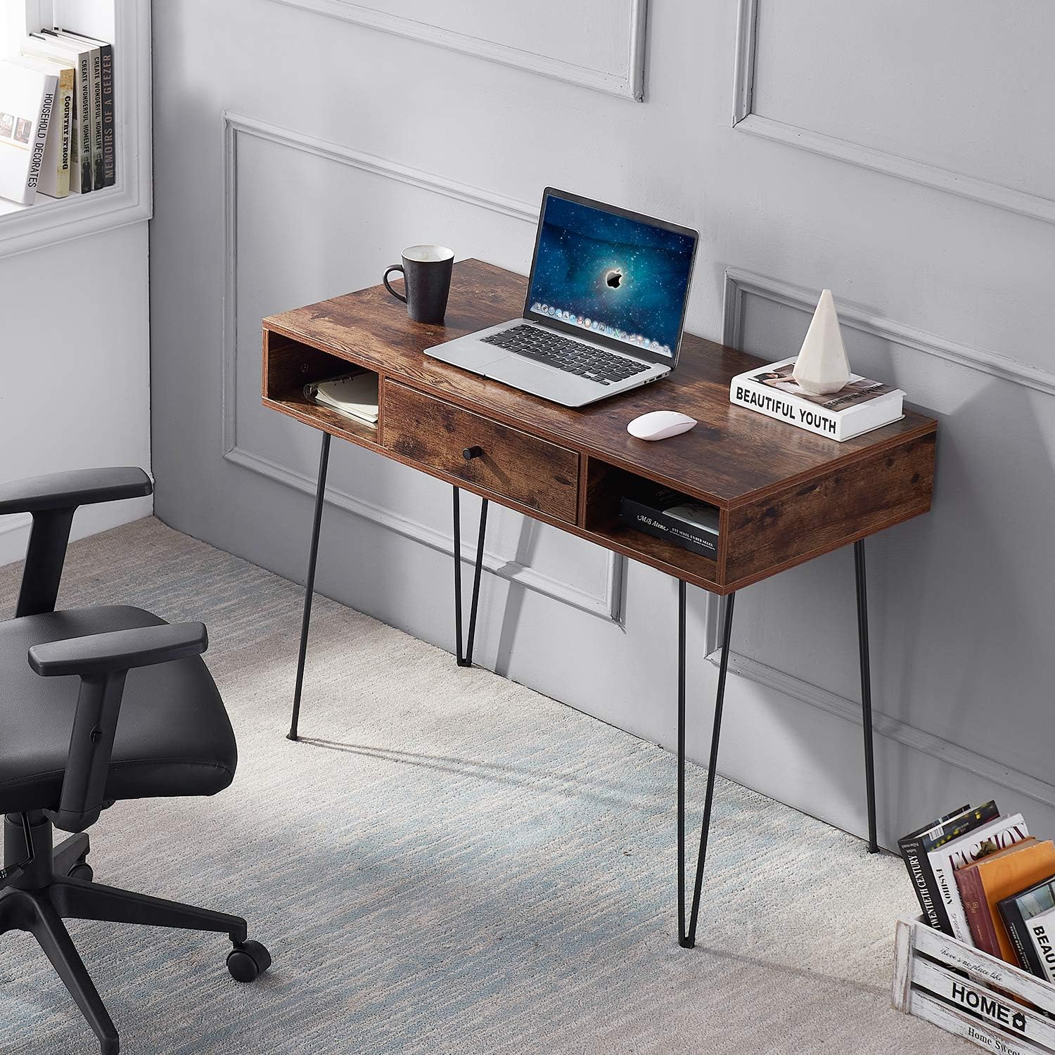 VECELO 39.3" Home Office Work Table with Drawers Computer Desk - VECELO