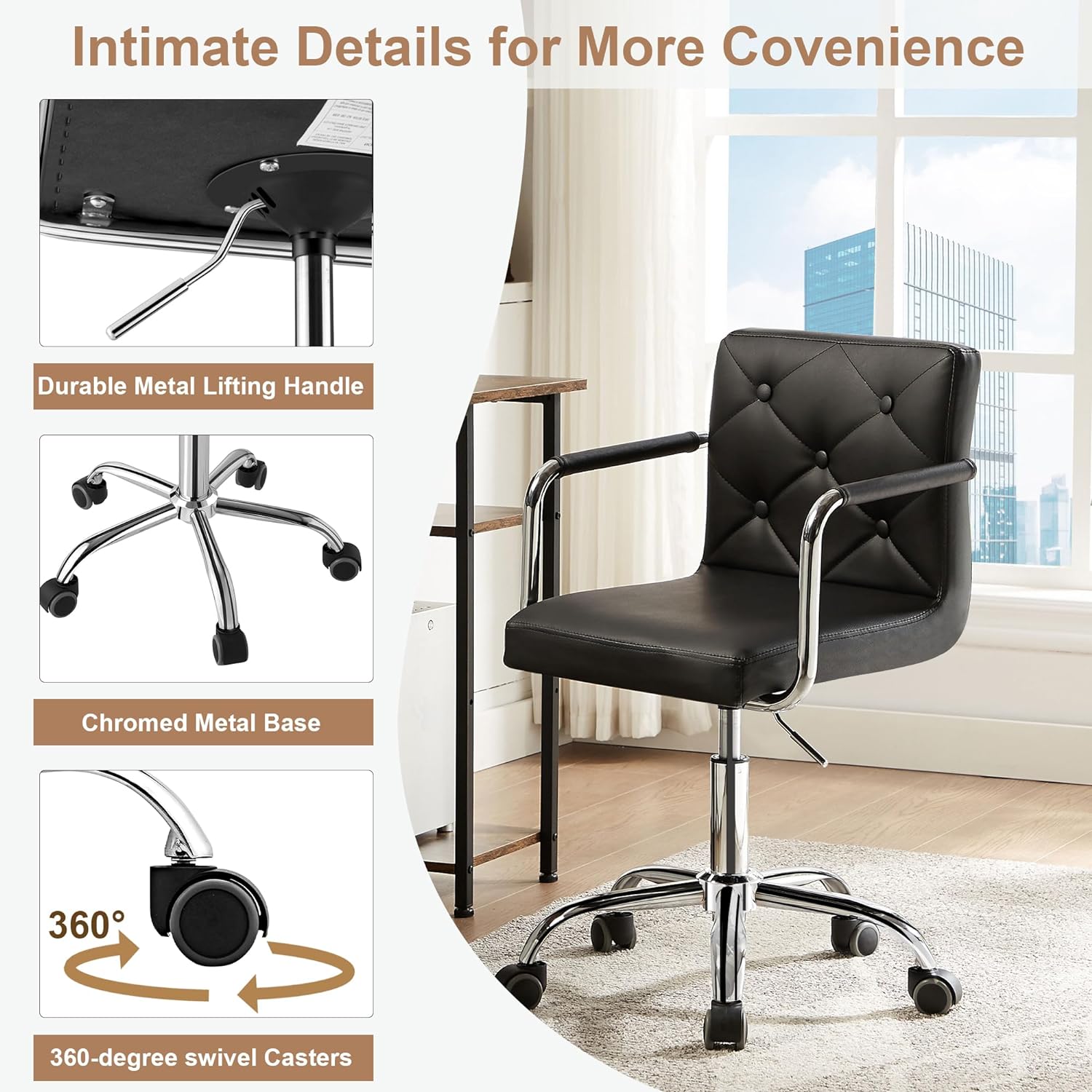 VECELO Mid-Back Home Office Desk Chair - VECELO