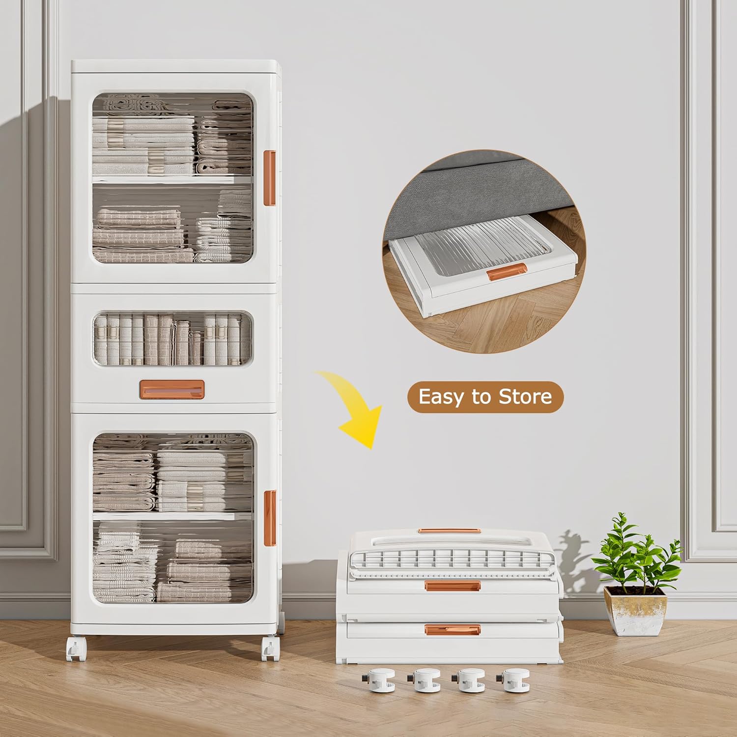 VECELO 3-Tier Narrow Bathroom Storage Cabinet with Drawer