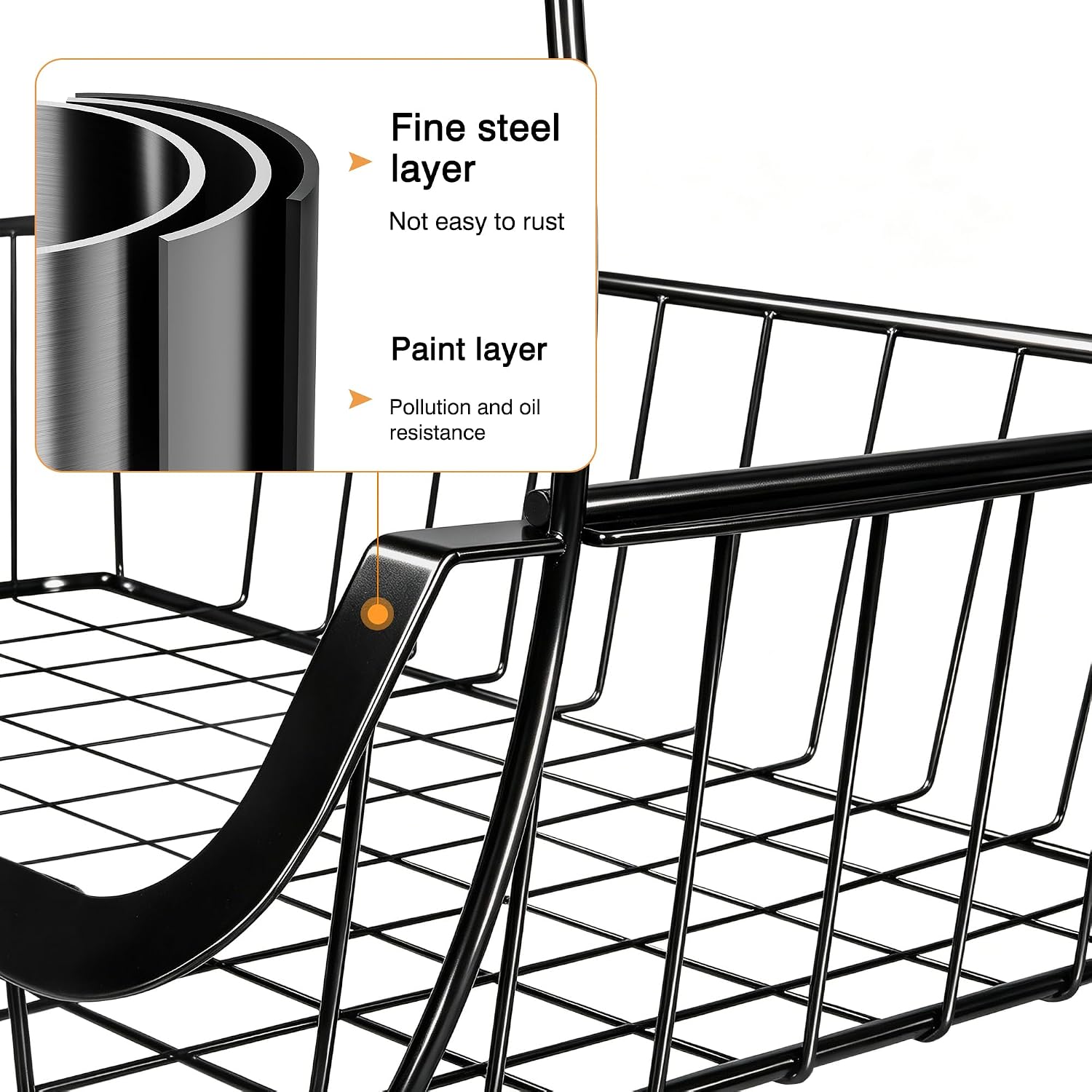 VECELO 3-Tier Fruit Basket with Wheels,