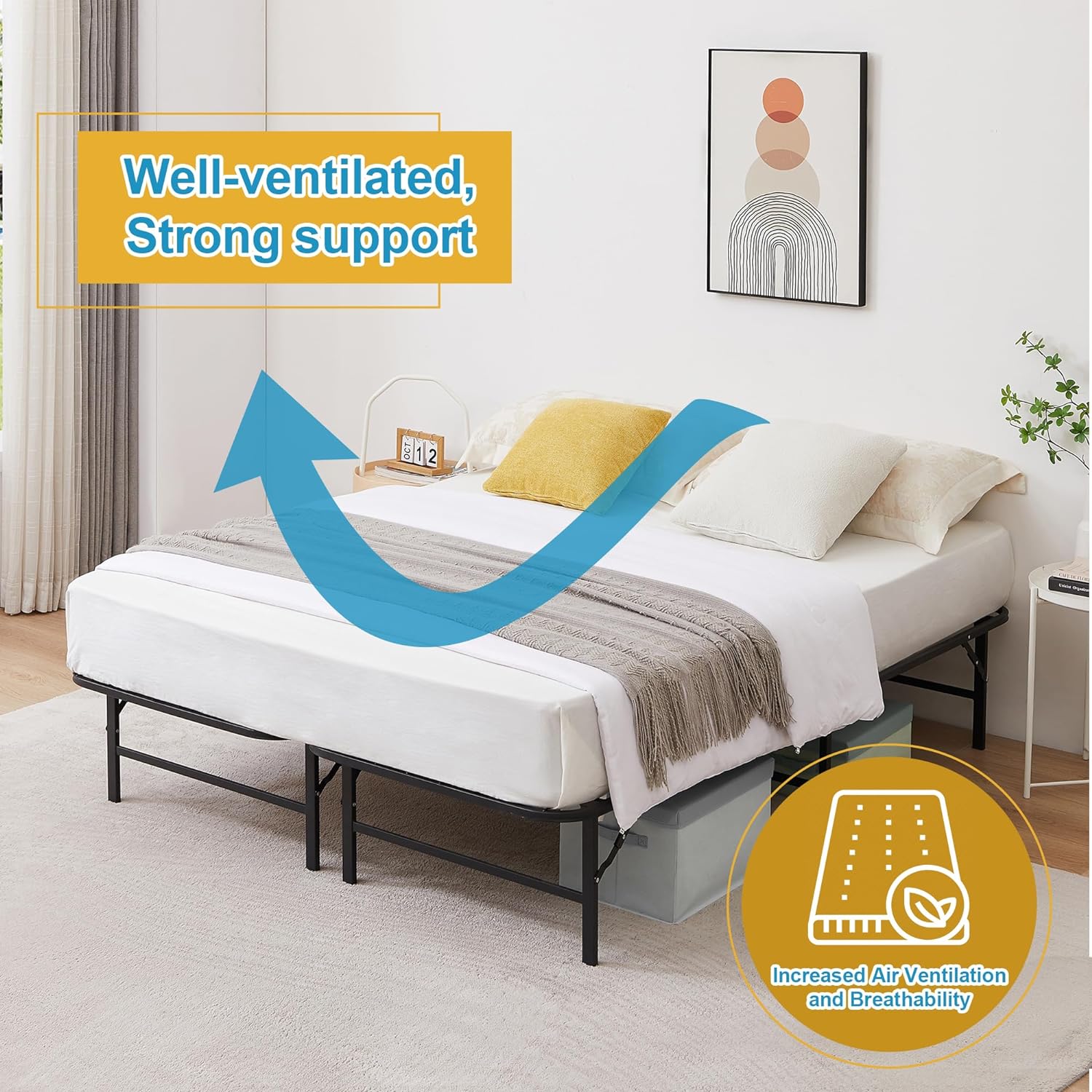 VECELO Metal Folding Bed Frame No Tools Required - VECELO