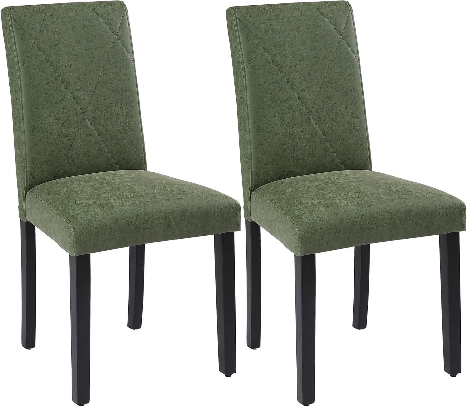 VECELO Upholstered Dining Chairs Set of 2 Modern Fabric and High Back & Solid Wood Legs for Kitchen - VECELO