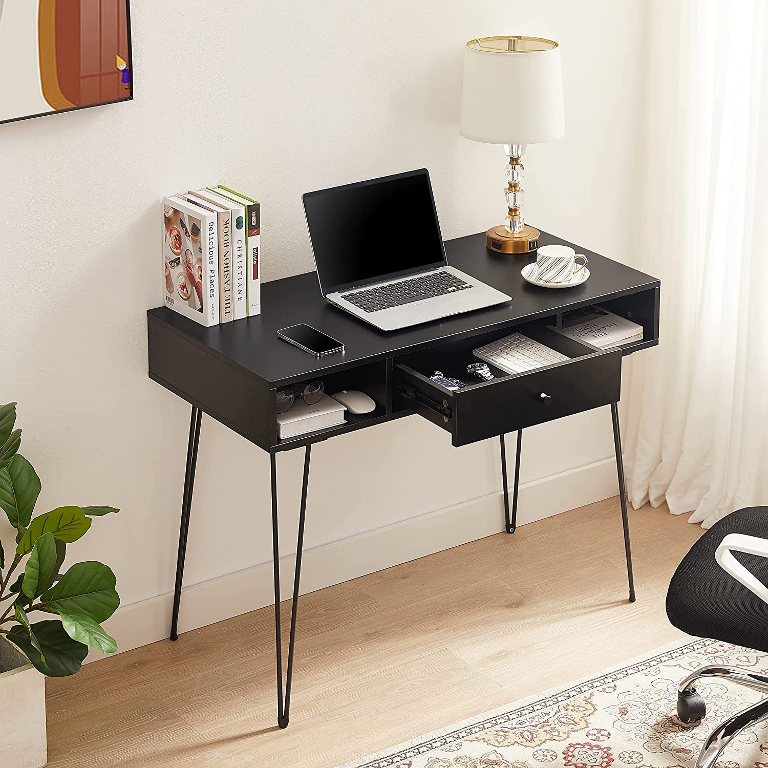 VECELO 39.3" Home Office Work Table with Drawers Computer Desk - VECELO