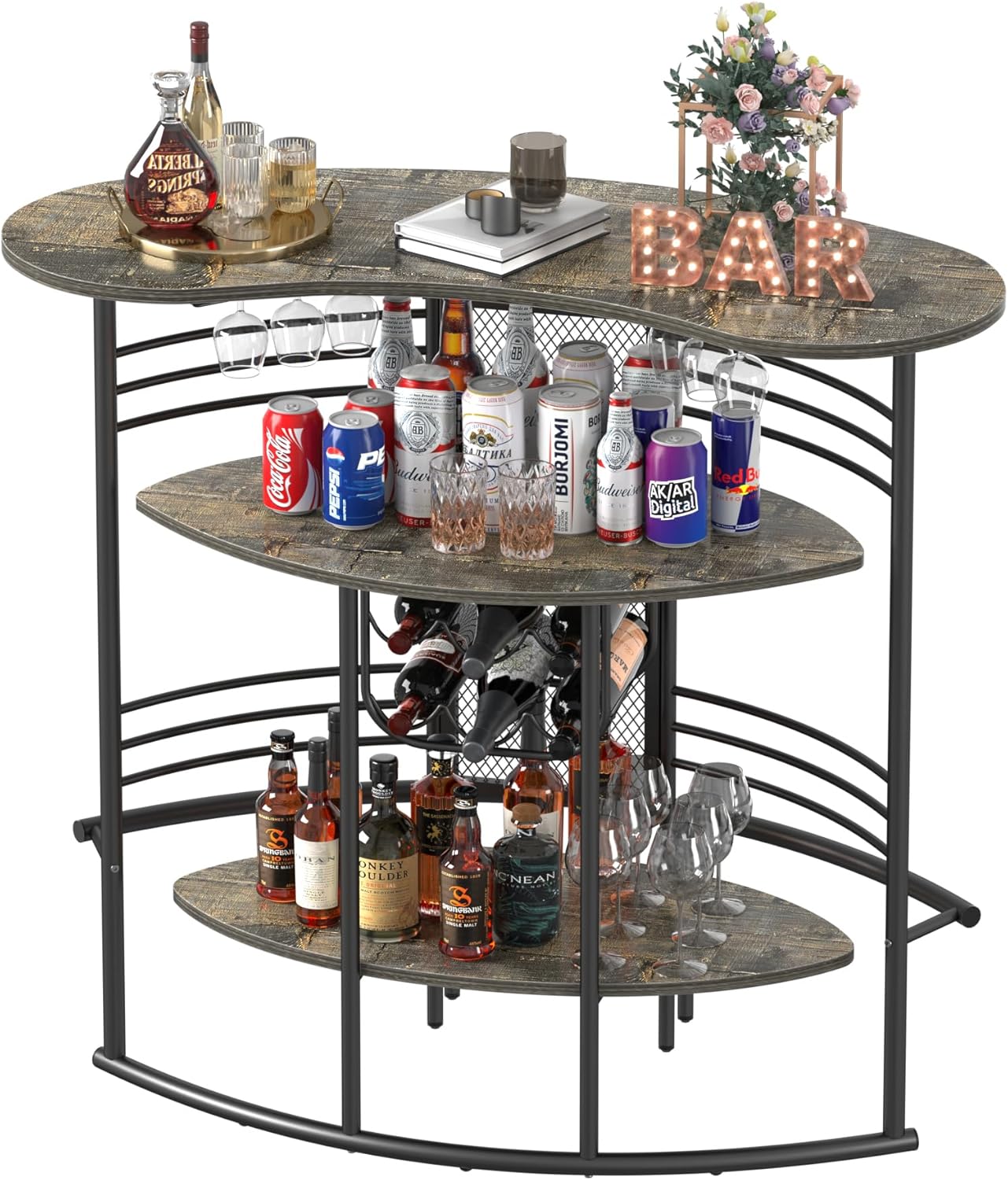 VECELO Vintage Liquor Cabinet Wine Rack Bar Unit - VECELO