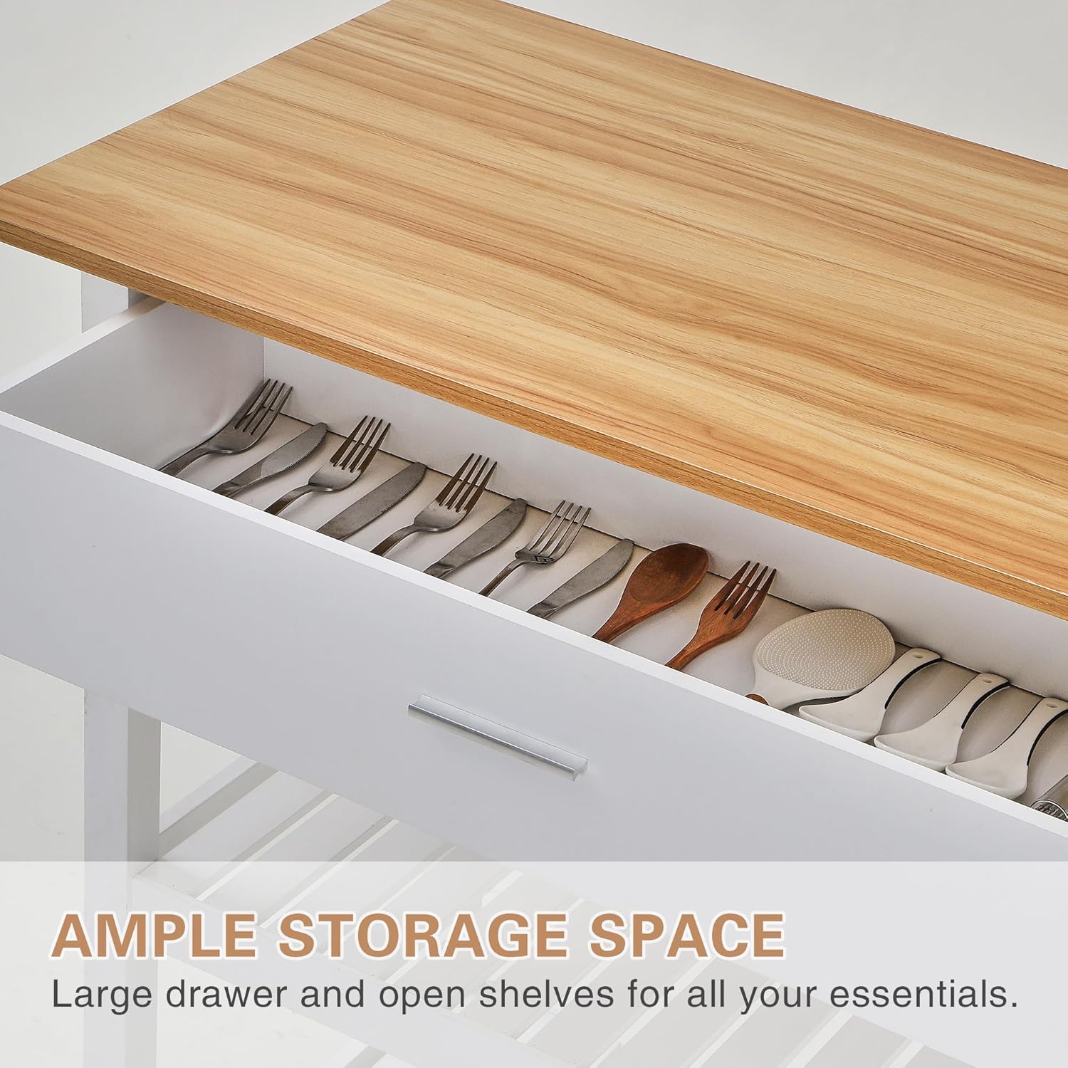 VECELO 40" Width Kitchen Island Cart on Wheels