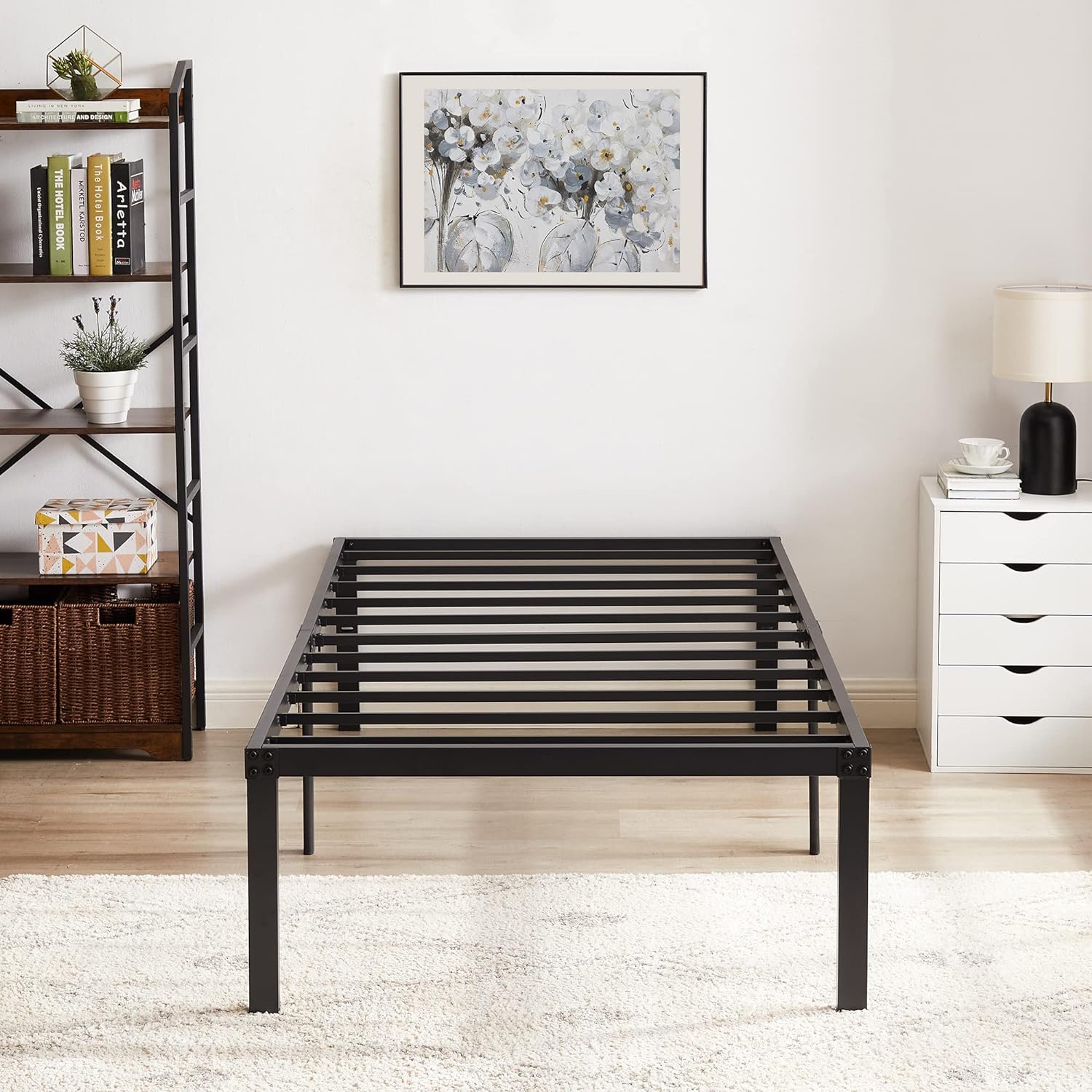VECELO Metal Platform Bed Frame Heavy Duty Steel Slat, No Box Spring Needed - VECELO