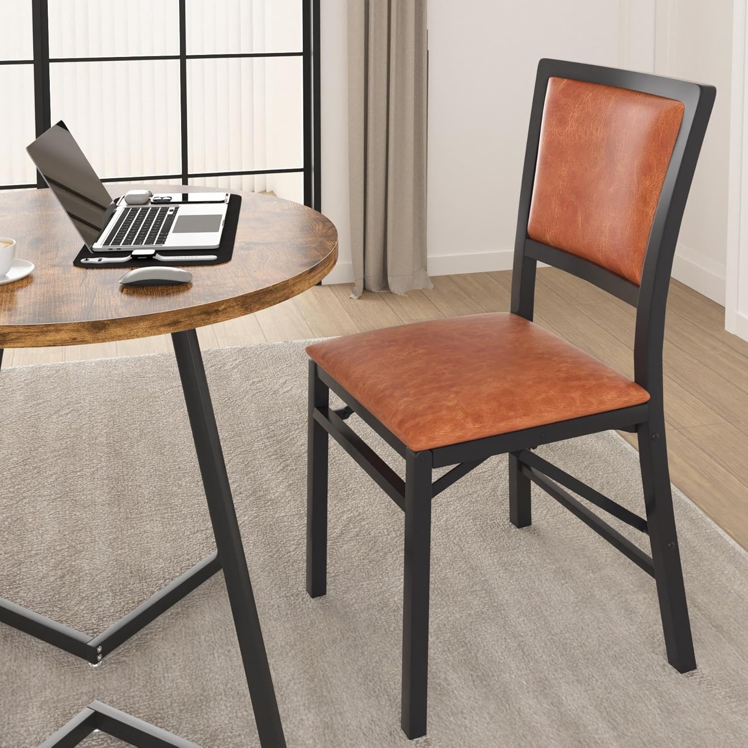VECELO Folding Chairs Set of 2 with Cushion - VECELO
