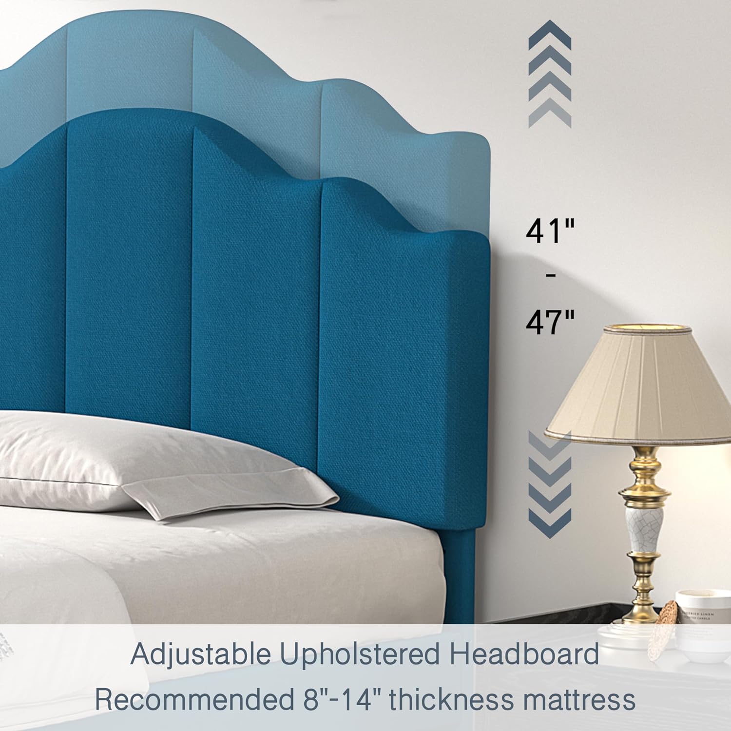 VECELO Upholstered Platform Bed,Mattress Foundation with Headboard - VECELO