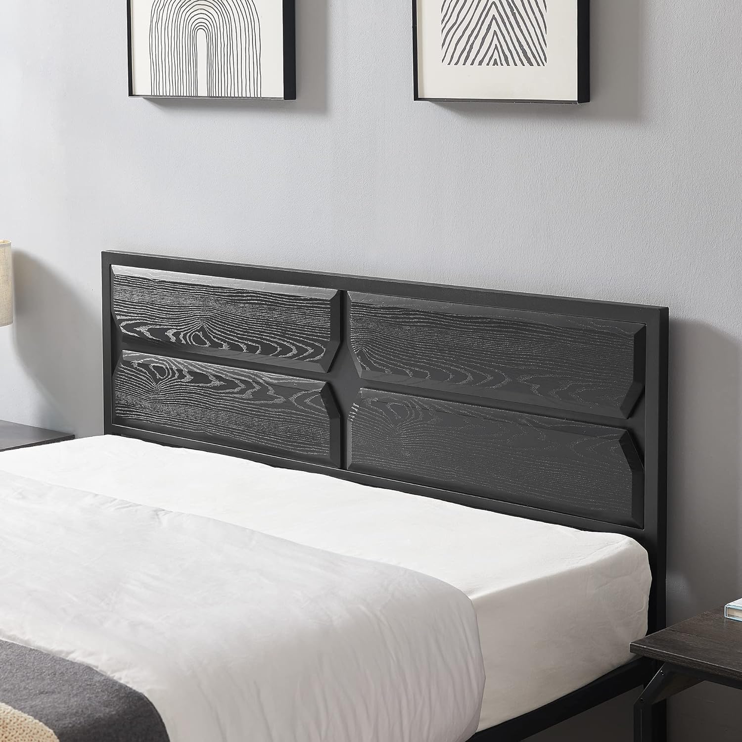 VECELO Metal Bed Frame Platform with Wooden Headboard&Footboard Mattress Foundation - VECELO