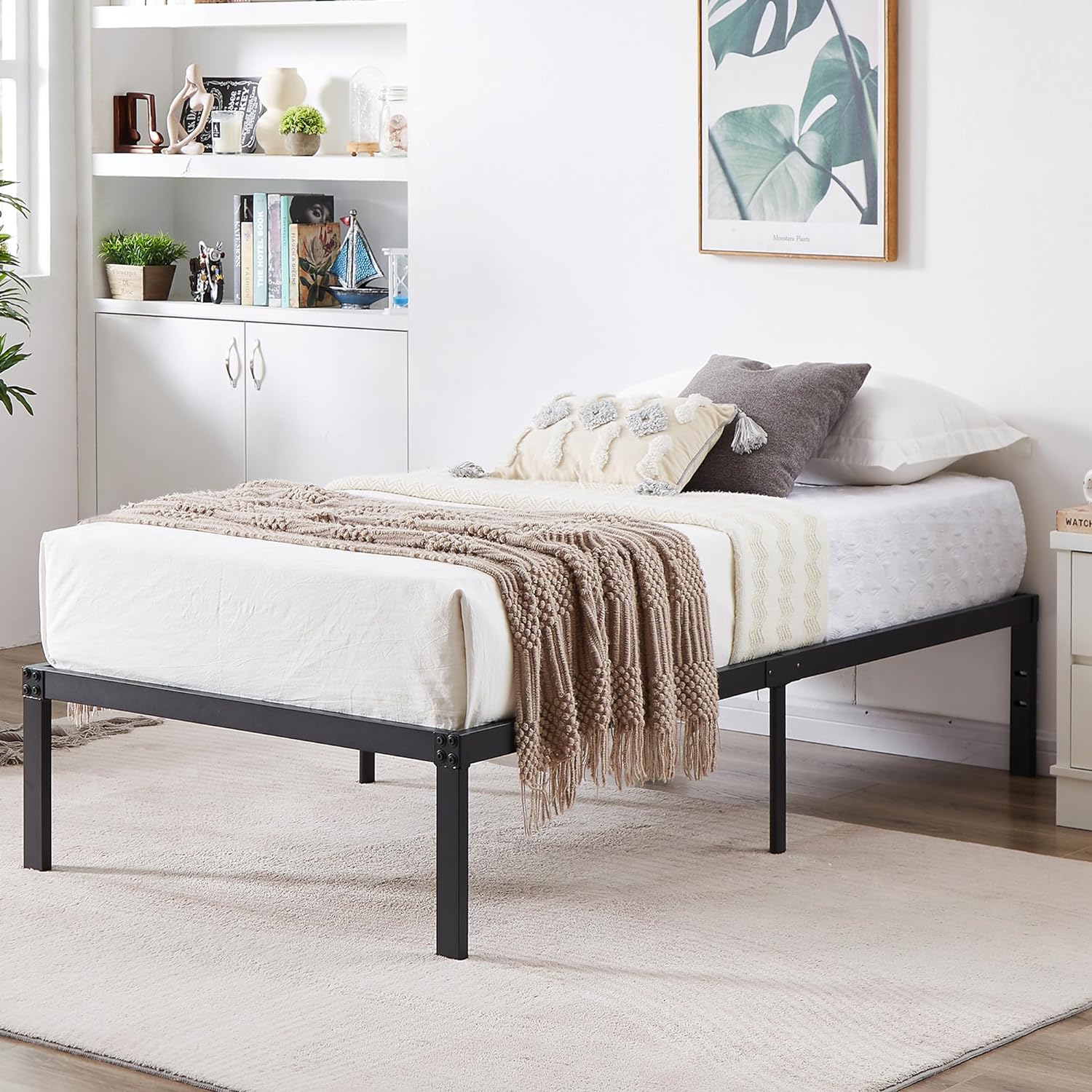 VECELO Metal Platform Bed Frame Heavy Duty Steel Slat, No Box Spring Needed - VECELO
