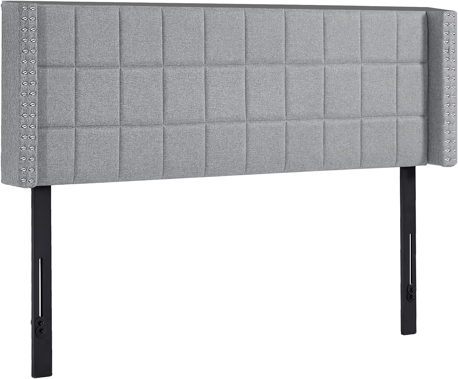 VECELO Linen Upholstered Headboard for Queen/King Size Bed, Tufted Nailhead & Double Wingback for Bedroom - VECELO