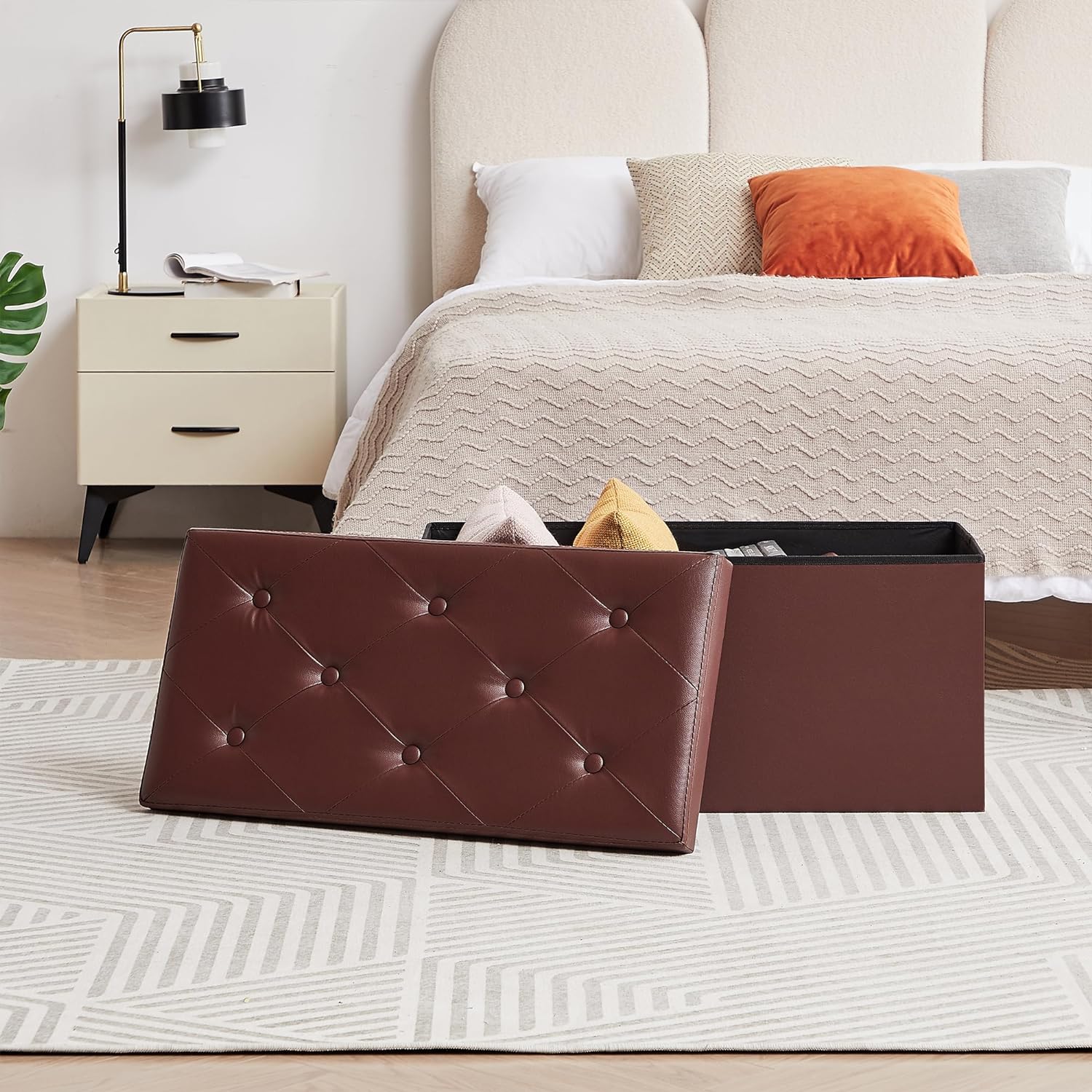 VECELO Storage Ottoman Bench End of Bed 43'' Footstool Footrest Stool Shoestool - VECELO