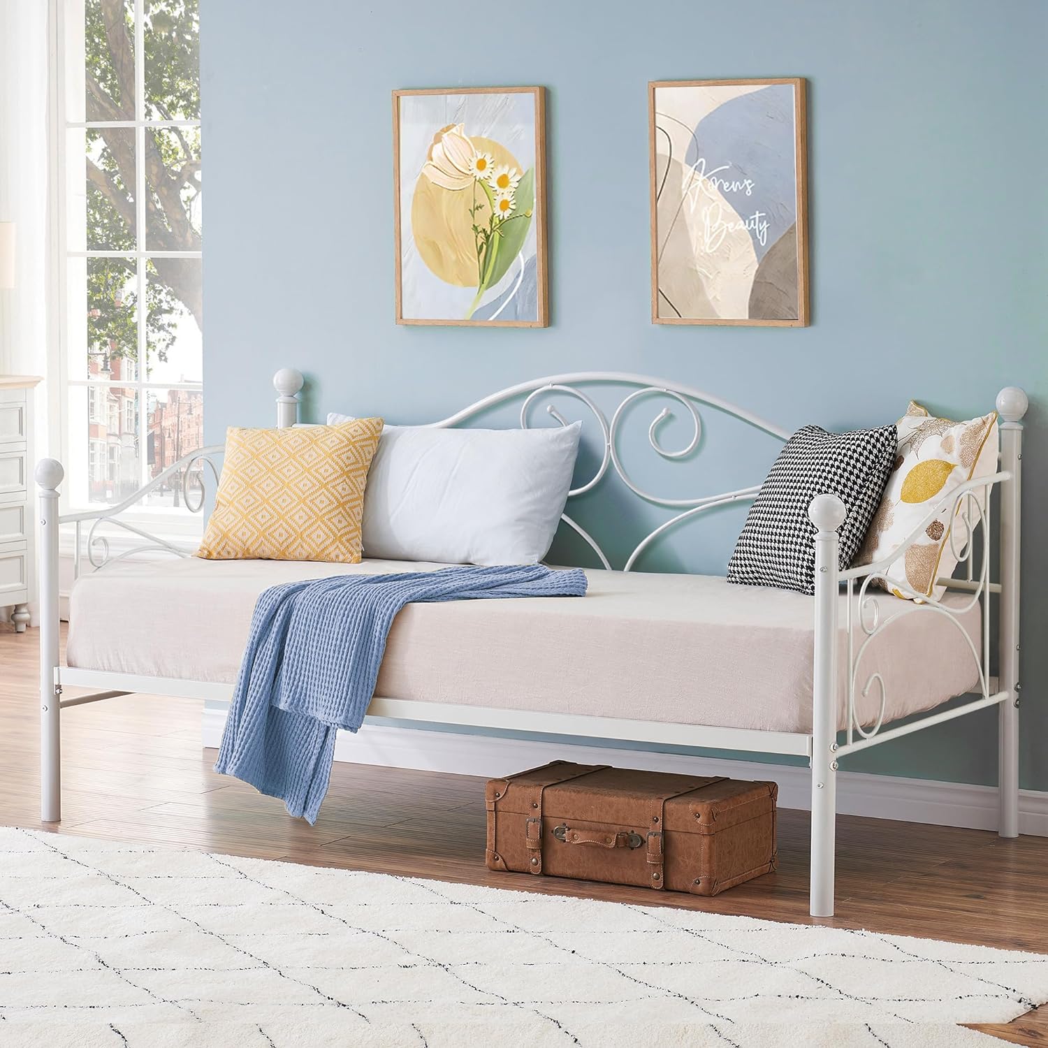 VECELO Premium Daybed Metal Bed Frame Twin Size - VECELO