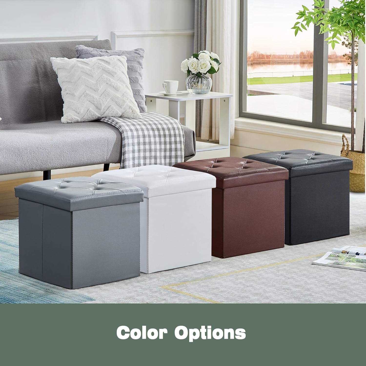 VECELO Storage Ottoman Bench End of Bed 43'' Footstool Footrest Stool Shoestool - VECELO