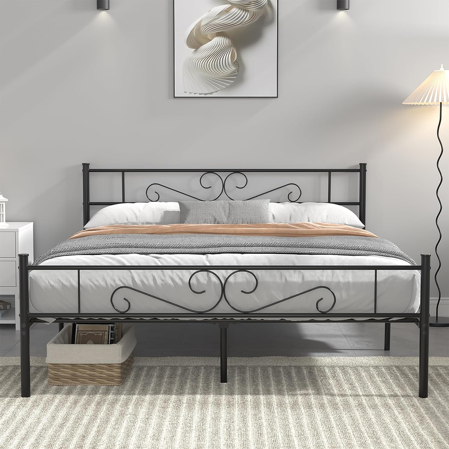 VECELO Metal Platform Bed Frame Mattress Foundation with Headboard & Footboard - VECELO
