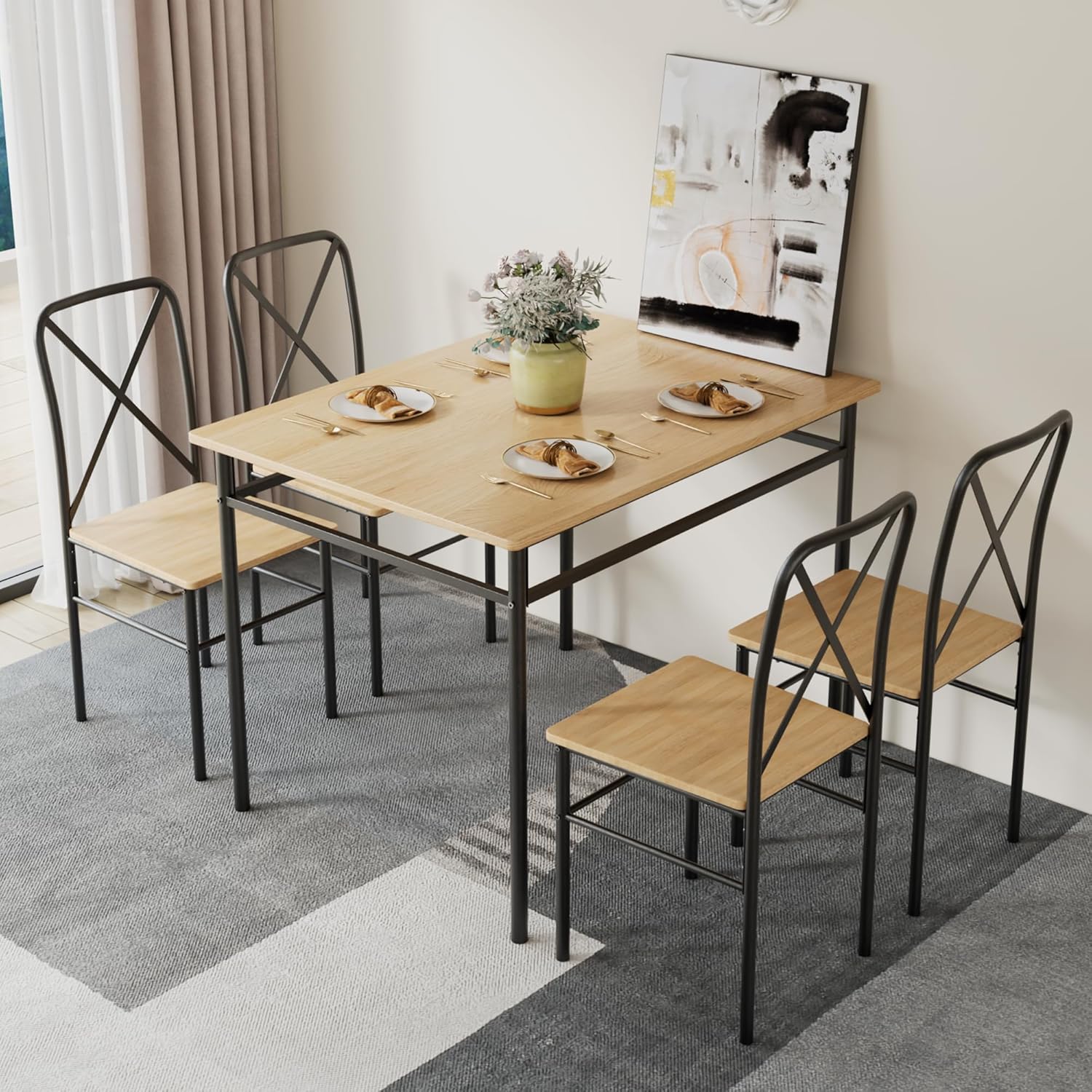 VECELO 5-Piece Kitchen Dining Table Set