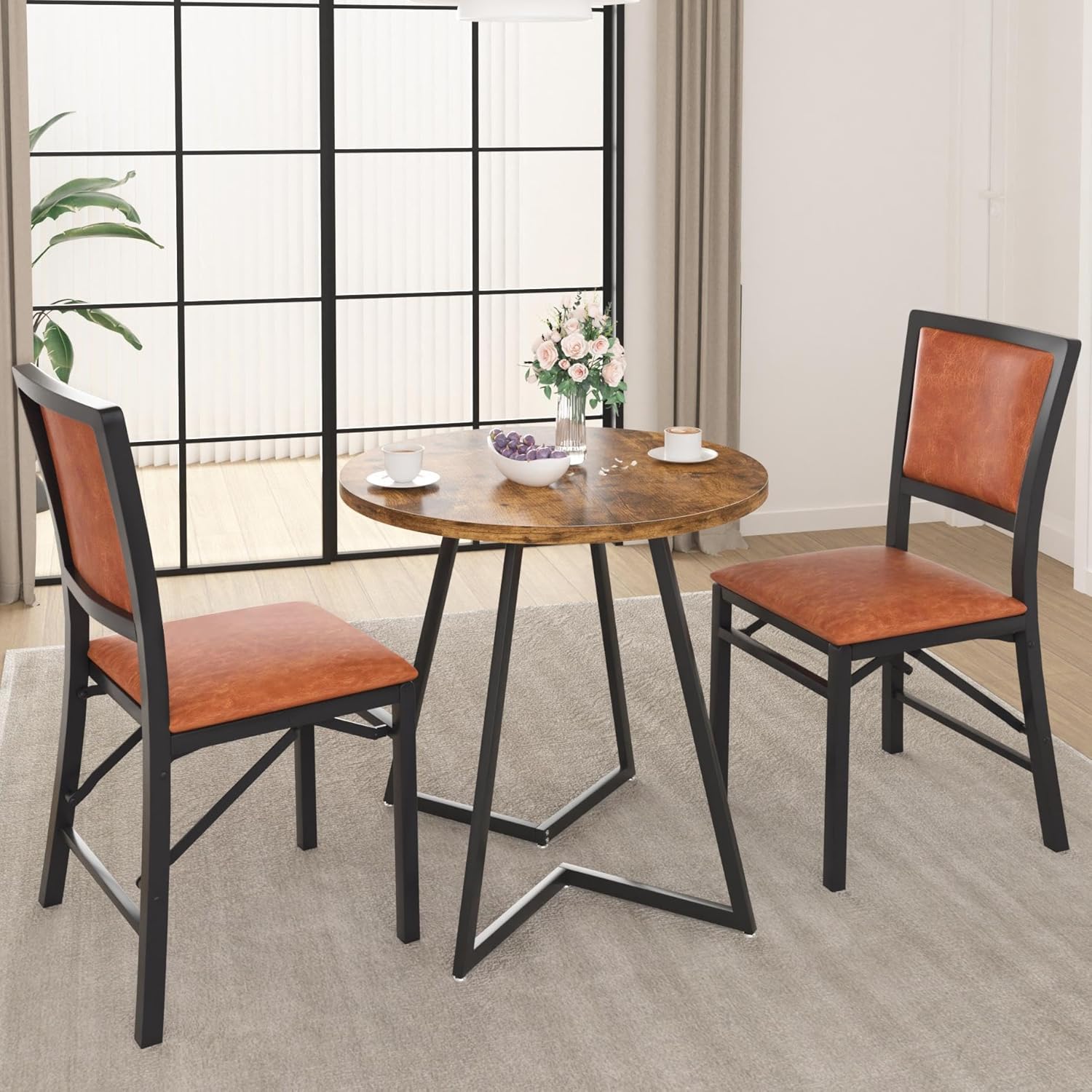 VECELO Folding Chairs Set of 2 with Cushion - VECELO