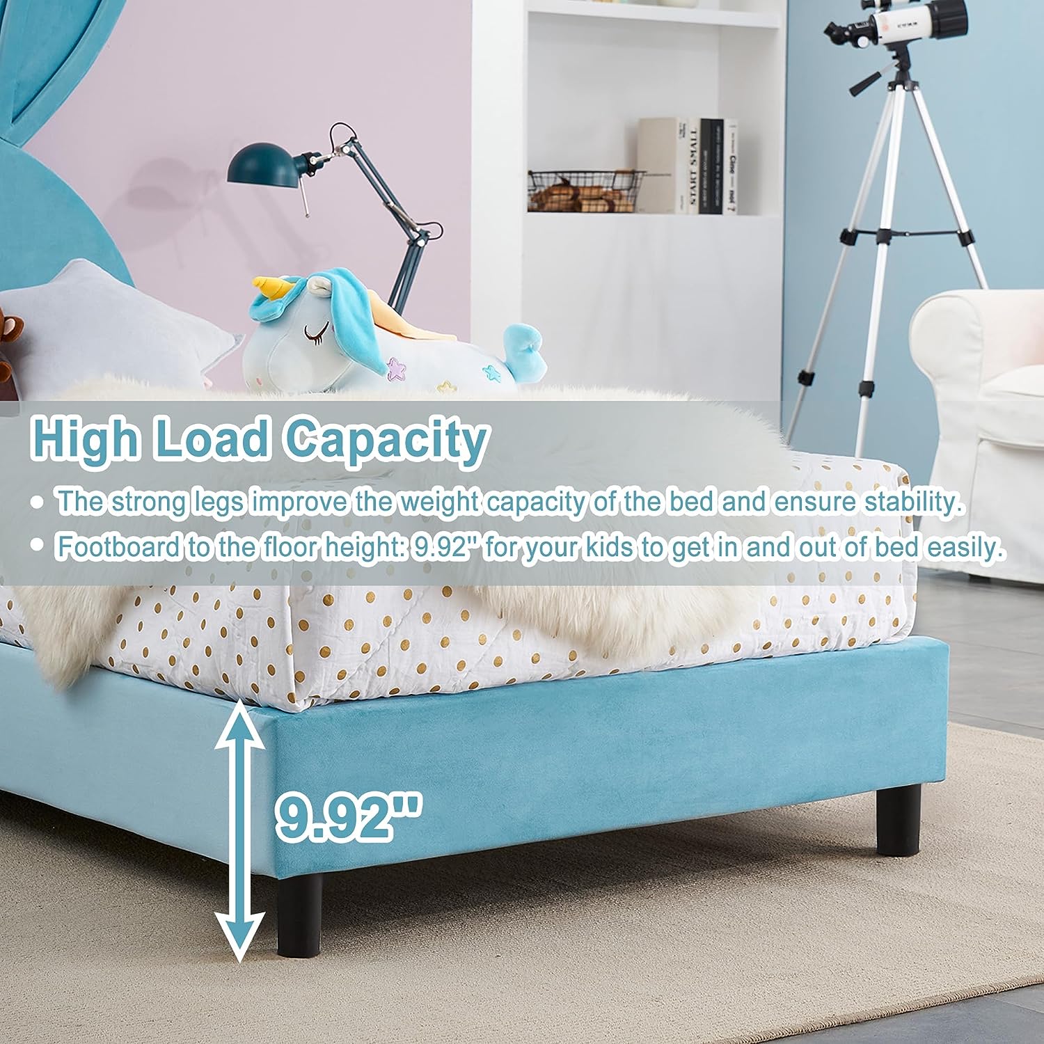 VECELO Kids Twin Bed Frame with Upholstered Headboard - VECELO