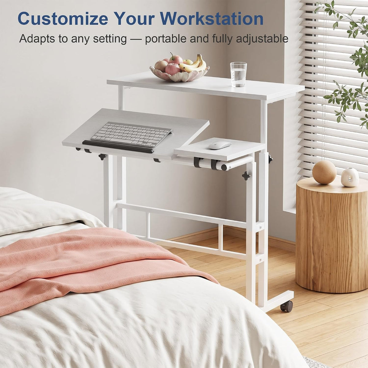 VECELO Mobile Small Standing Desk Adjustable Height
