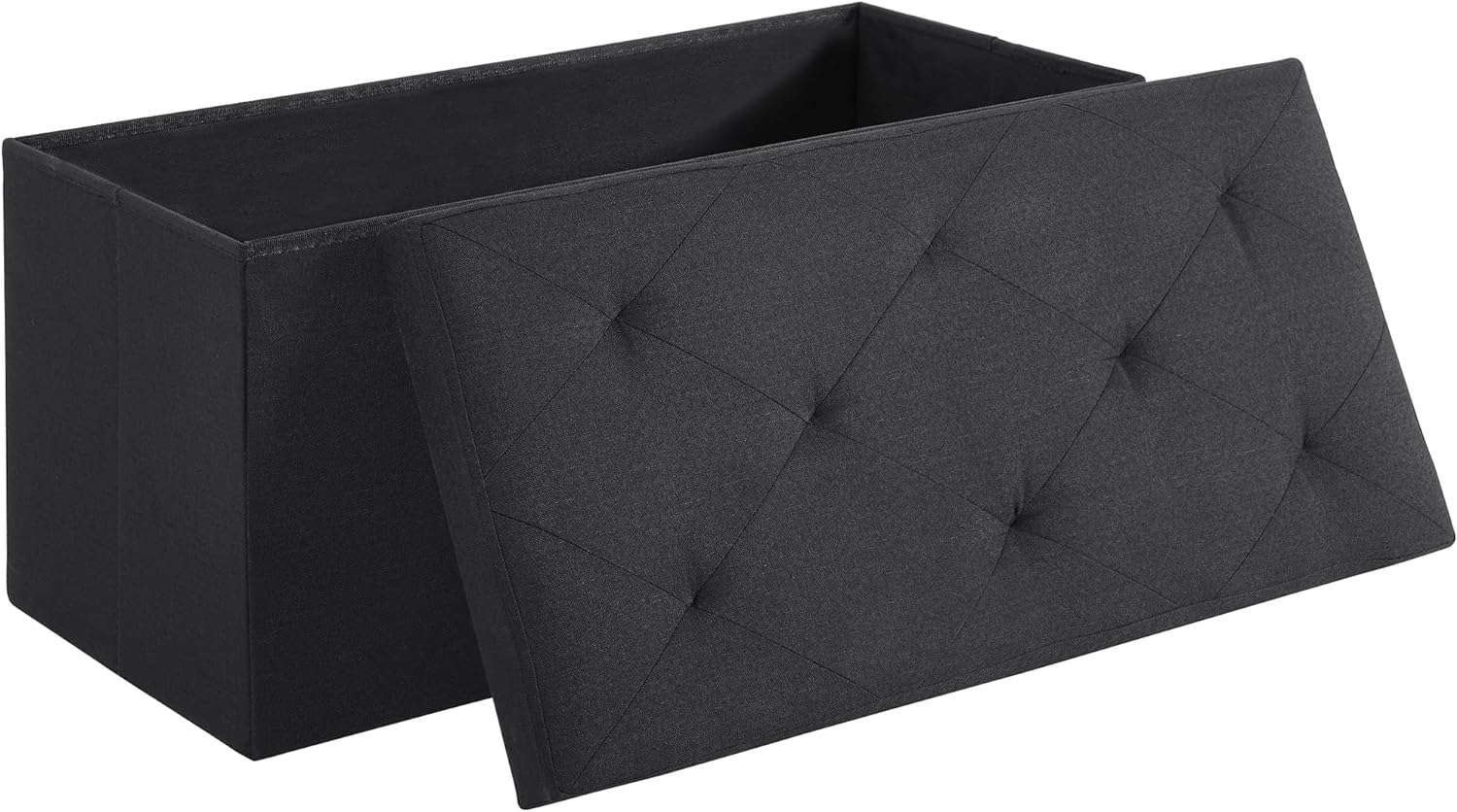 VECELO Folding Storage Ottoman Bench, Storage Chest, Linen Fabric - VECELO