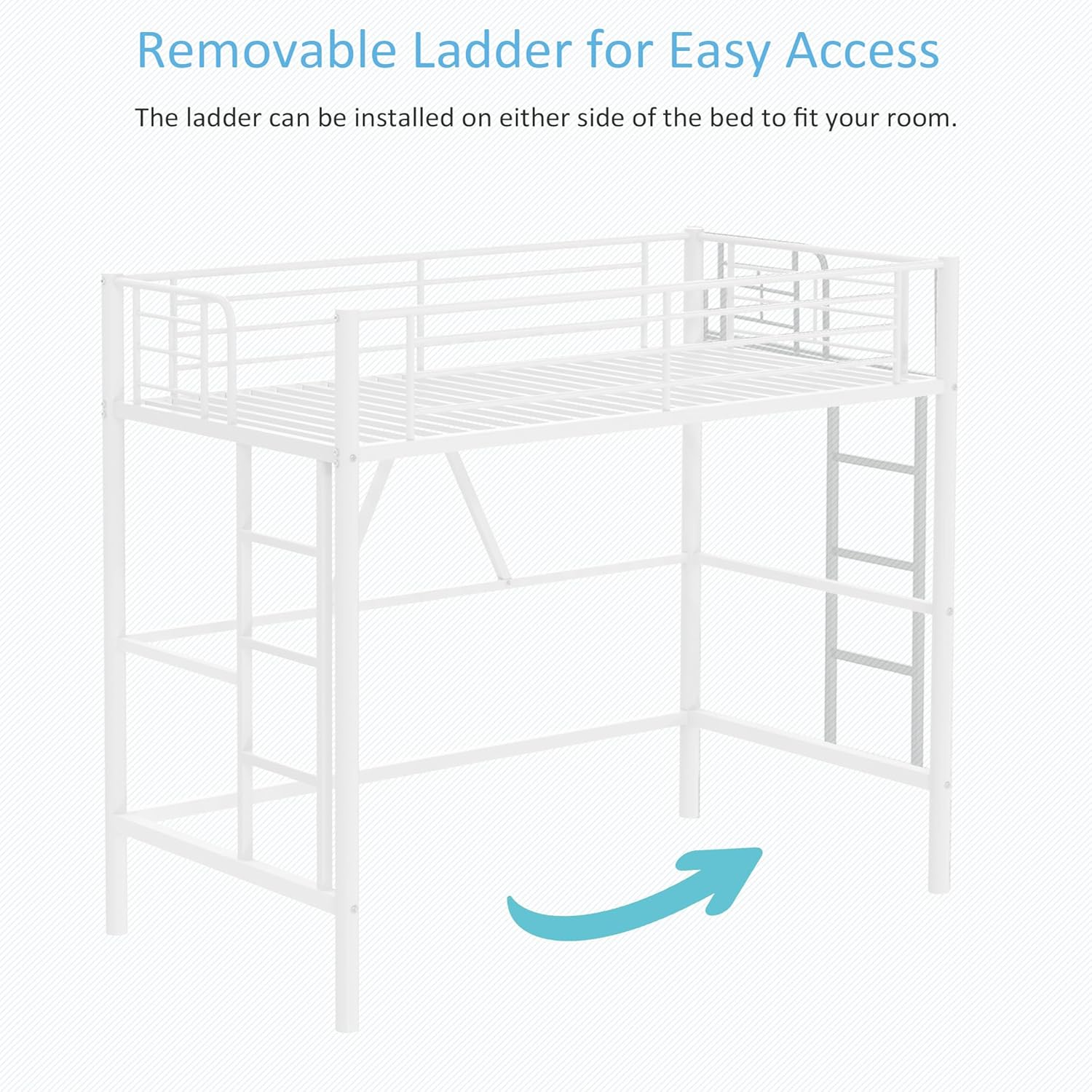 VECELO Metal Loft Bed Twin Size - VECELO