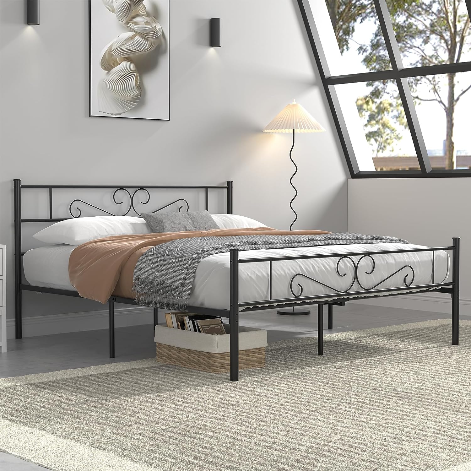 VECELO Metal Platform Bed Frame Mattress Foundation with Headboard & Footboard - VECELO