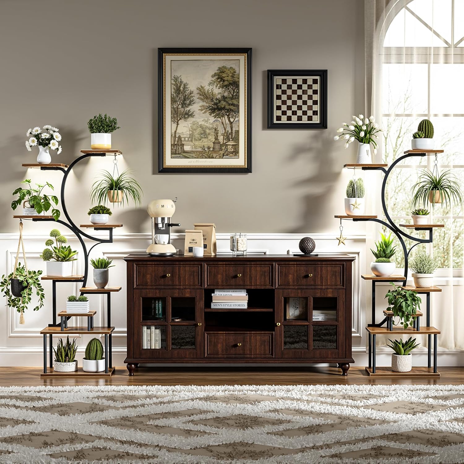 VECELO 66.1" Tall Plant Stand Indoor with Grow Lights