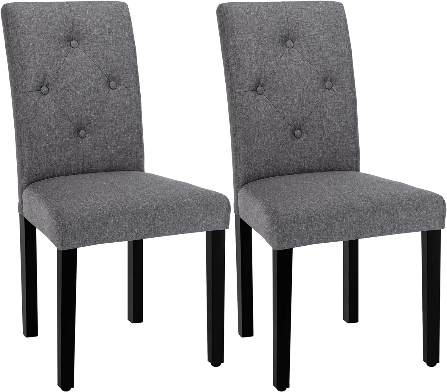 VECELO Upholstered Dining Set of 2 Modern Fabric Dinning Chair with Solid Wood Legs and High Back - VECELO