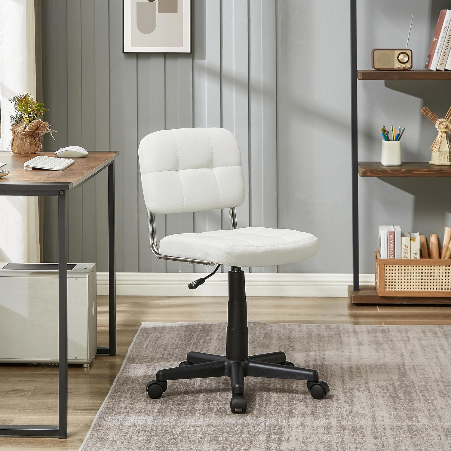 VECELO Modern Armless Home Office Desk Chair for Make Up/Bed Room/Small Space - VECELO