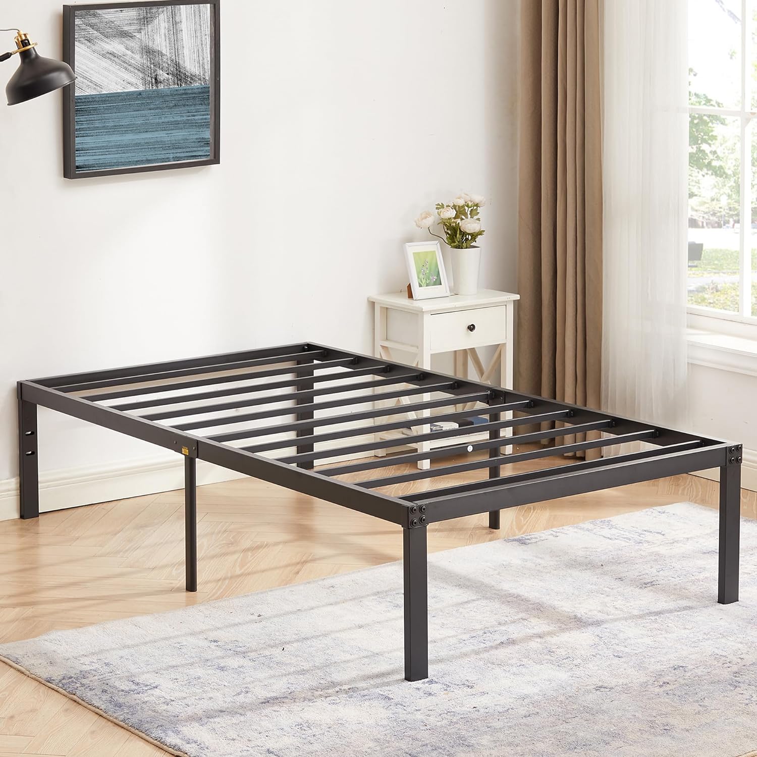 VECELO Metal Platform Bed Frame Heavy Duty Steel Slat, No Box Spring Needed - VECELO