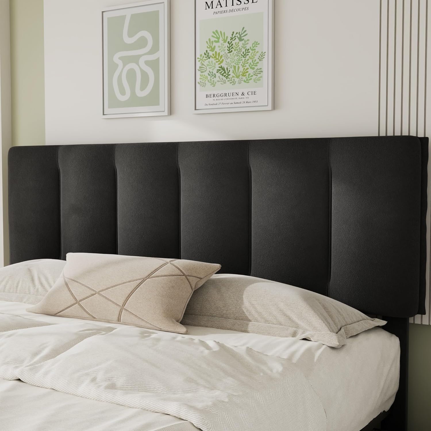 VECELO Upholstered Bed Frame with 4 Storage Drawers and Adjustable Velvet Headboard - VECELO
